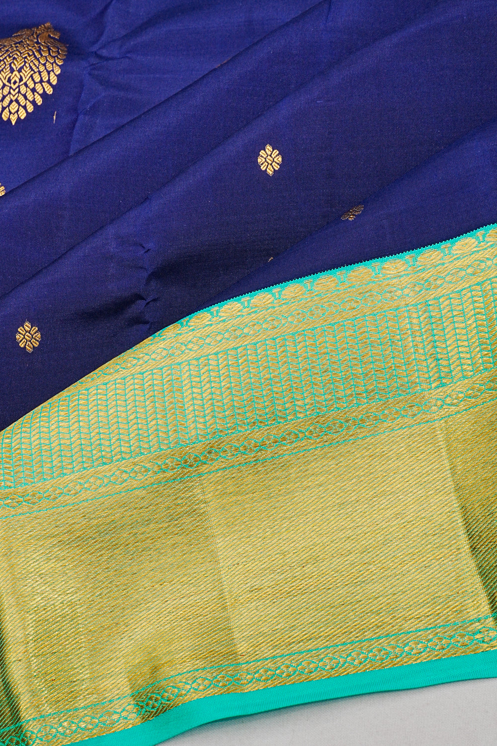 Kanchipuram Silk Butta Blue Saree 1215019100