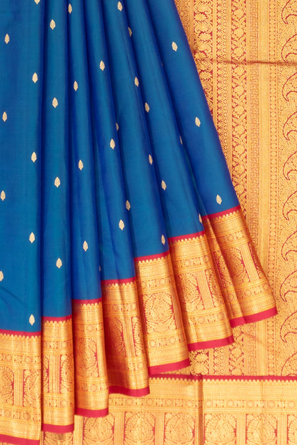 Classic Kanchipuram Silk Butta Dual Tone Green And Blue Saree