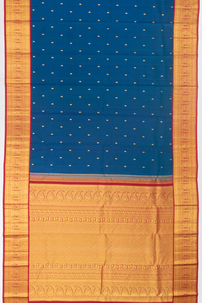 Classic Kanchipuram Silk Butta Dual Tone Green And Blue Saree