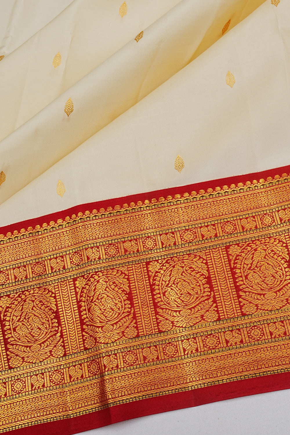 Kanchipuram Silk Butta Off White Saree