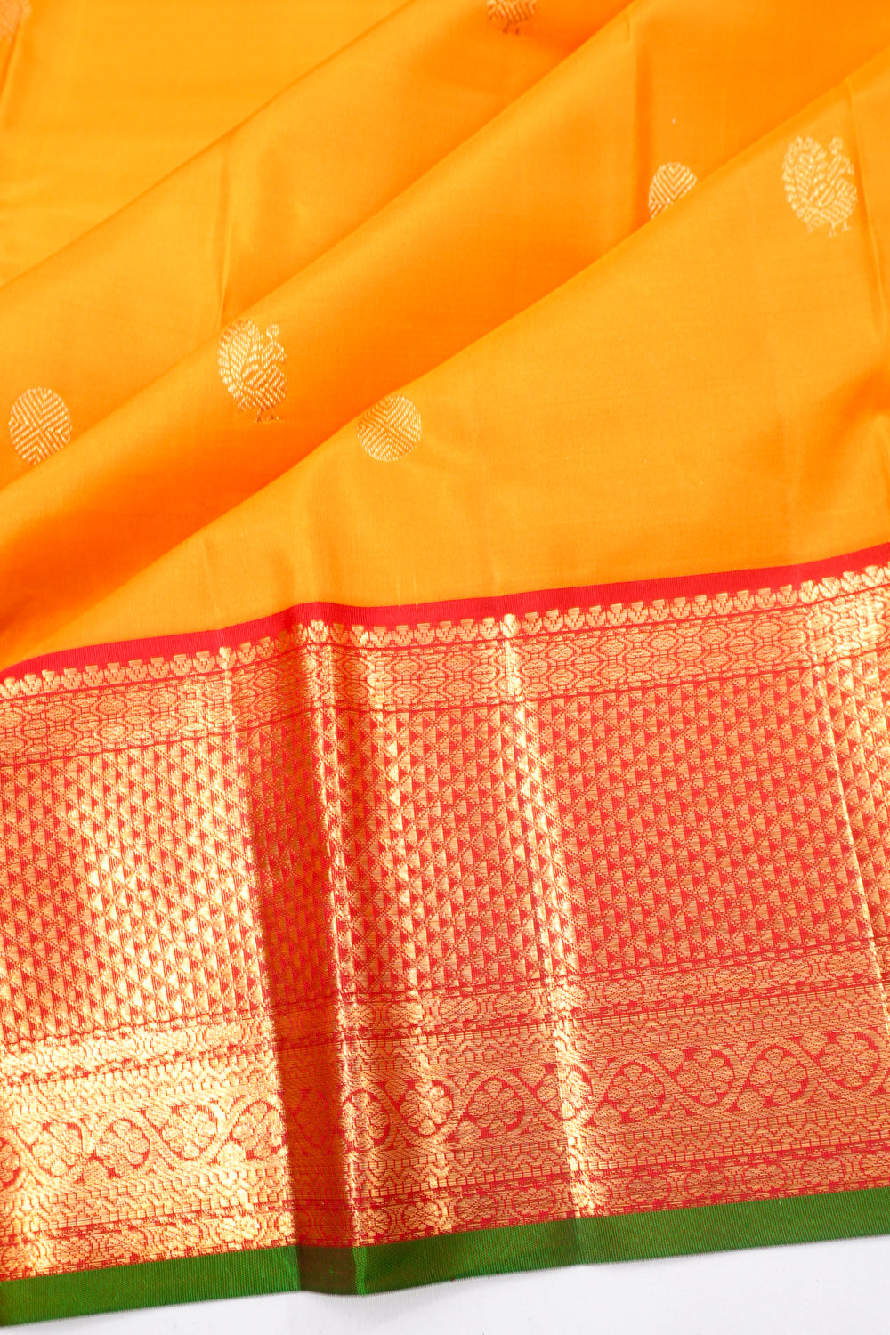 Kanchipuram Silk Butta Mustard Yellow Saree
