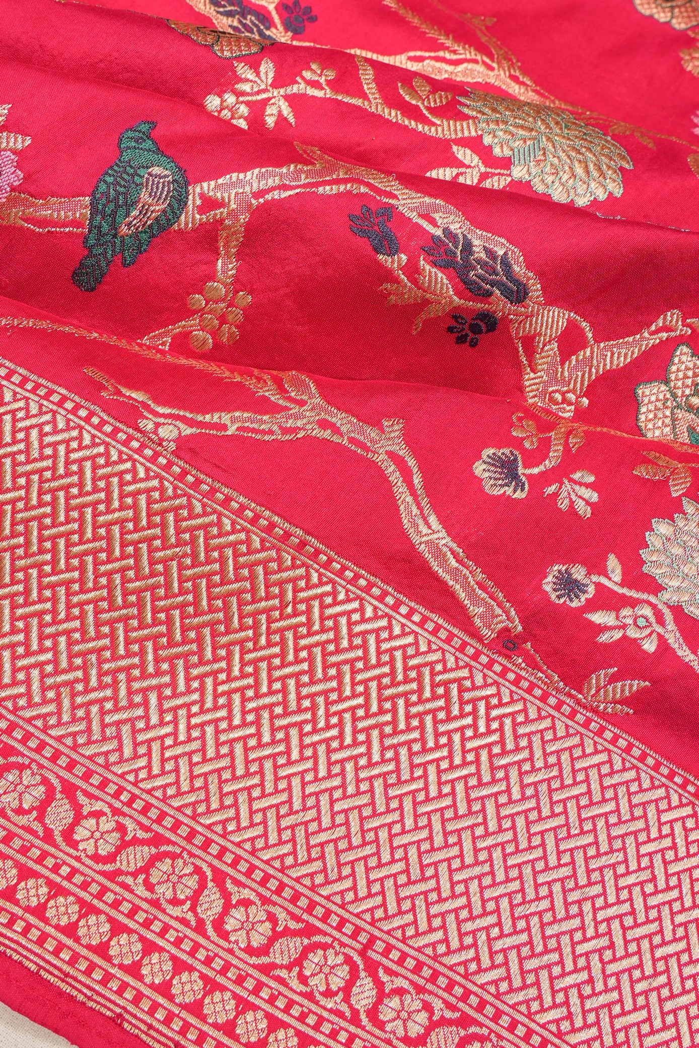 Banarasi Silk Kadwa Jaal Pink Saree