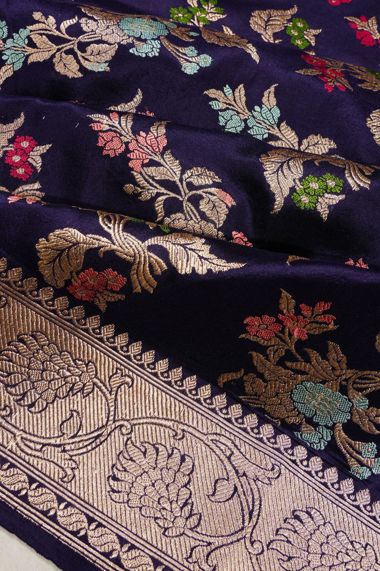 Banarasi Silk Kadwa Jaal Dark Blue Saree