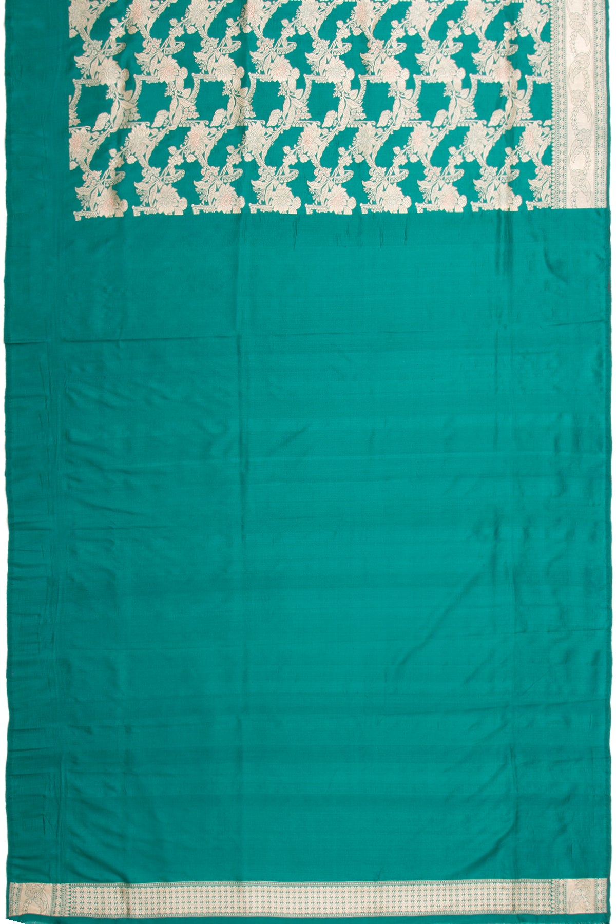 Banarasi Silk Kadwa Jaal Teal Green Saree