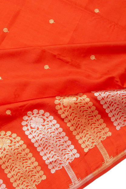 Banarasi Silk Butta Orange Saree