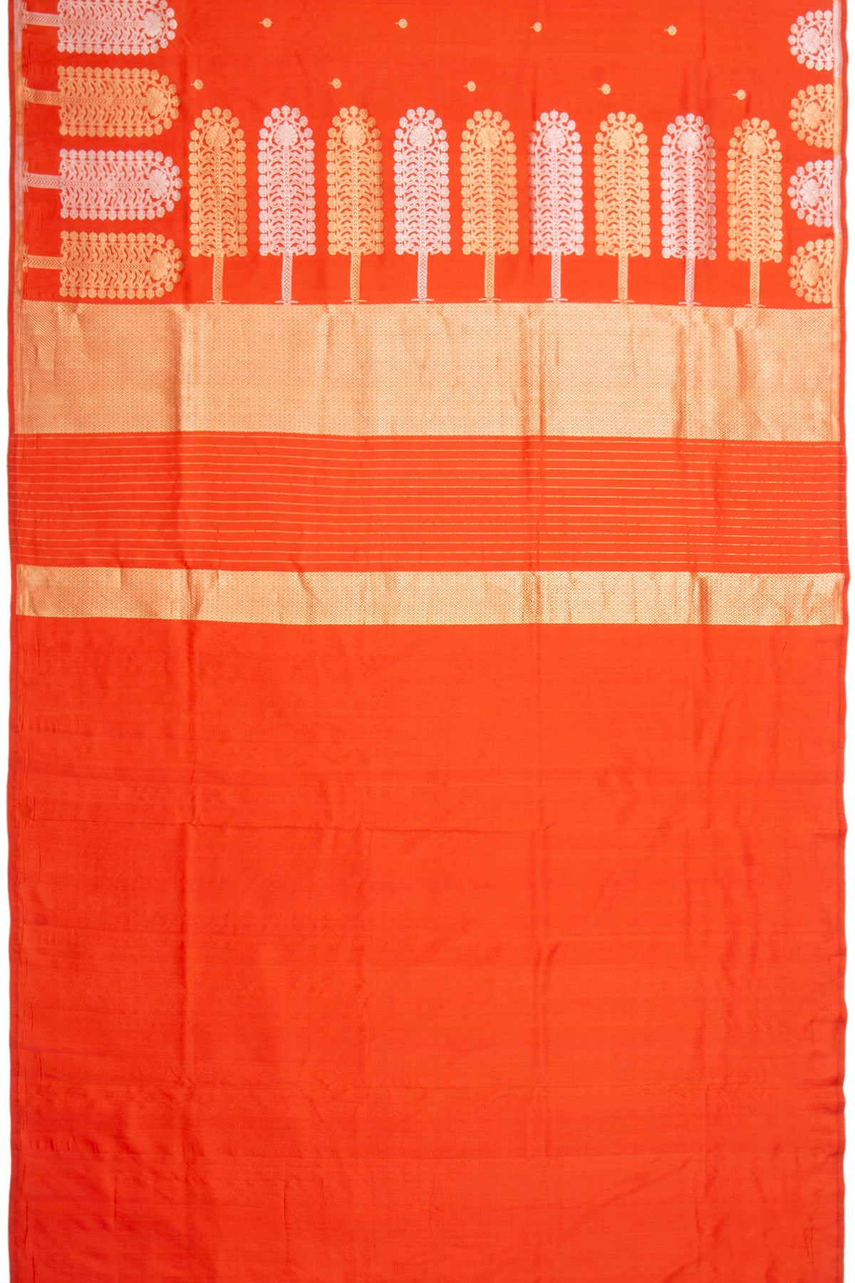 Banarasi Silk Butta Orange Saree