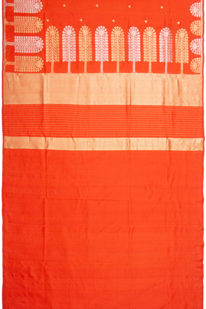 Banarasi Silk Butta Orange Saree