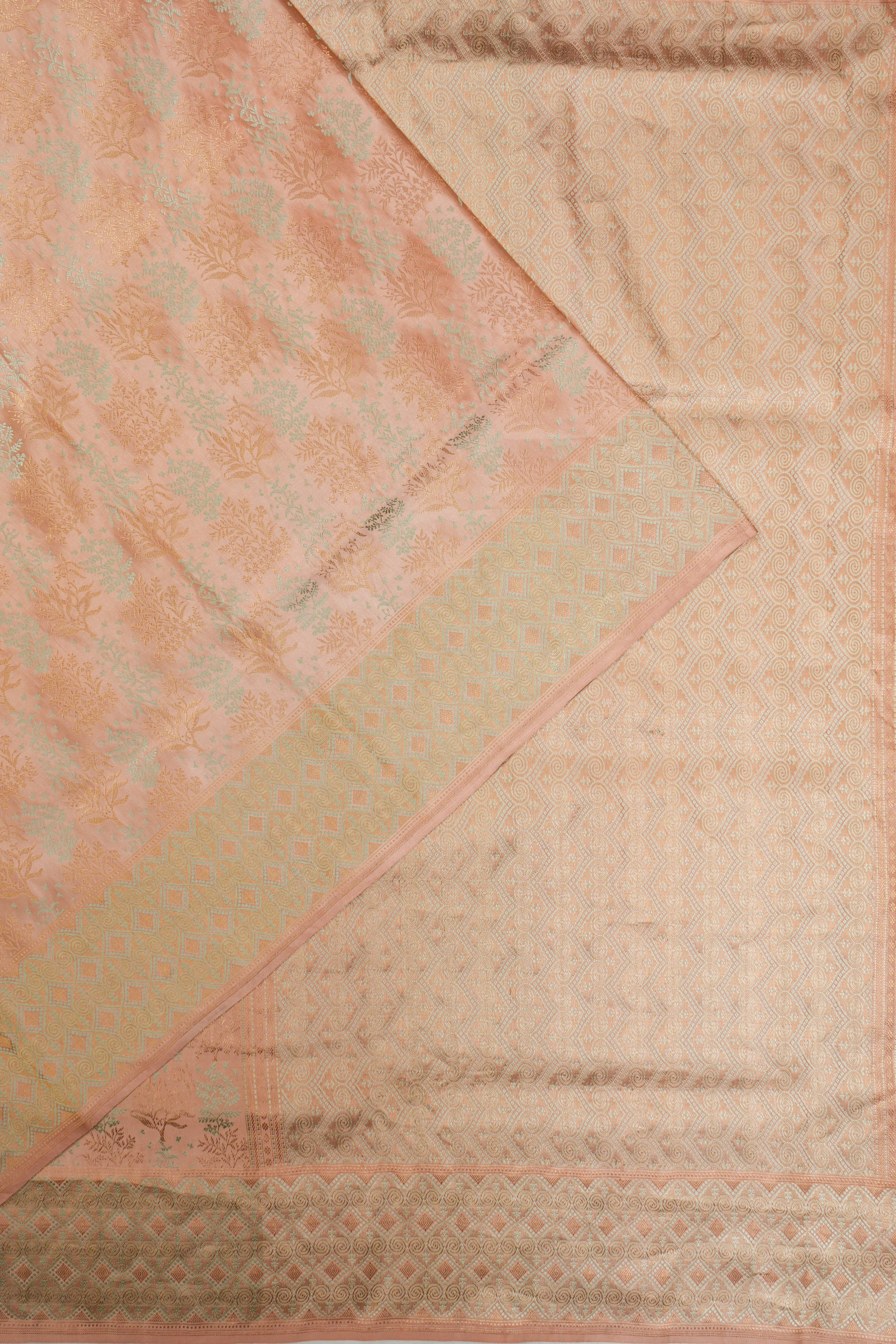 Banarasi Silk Brocade Peach Saree