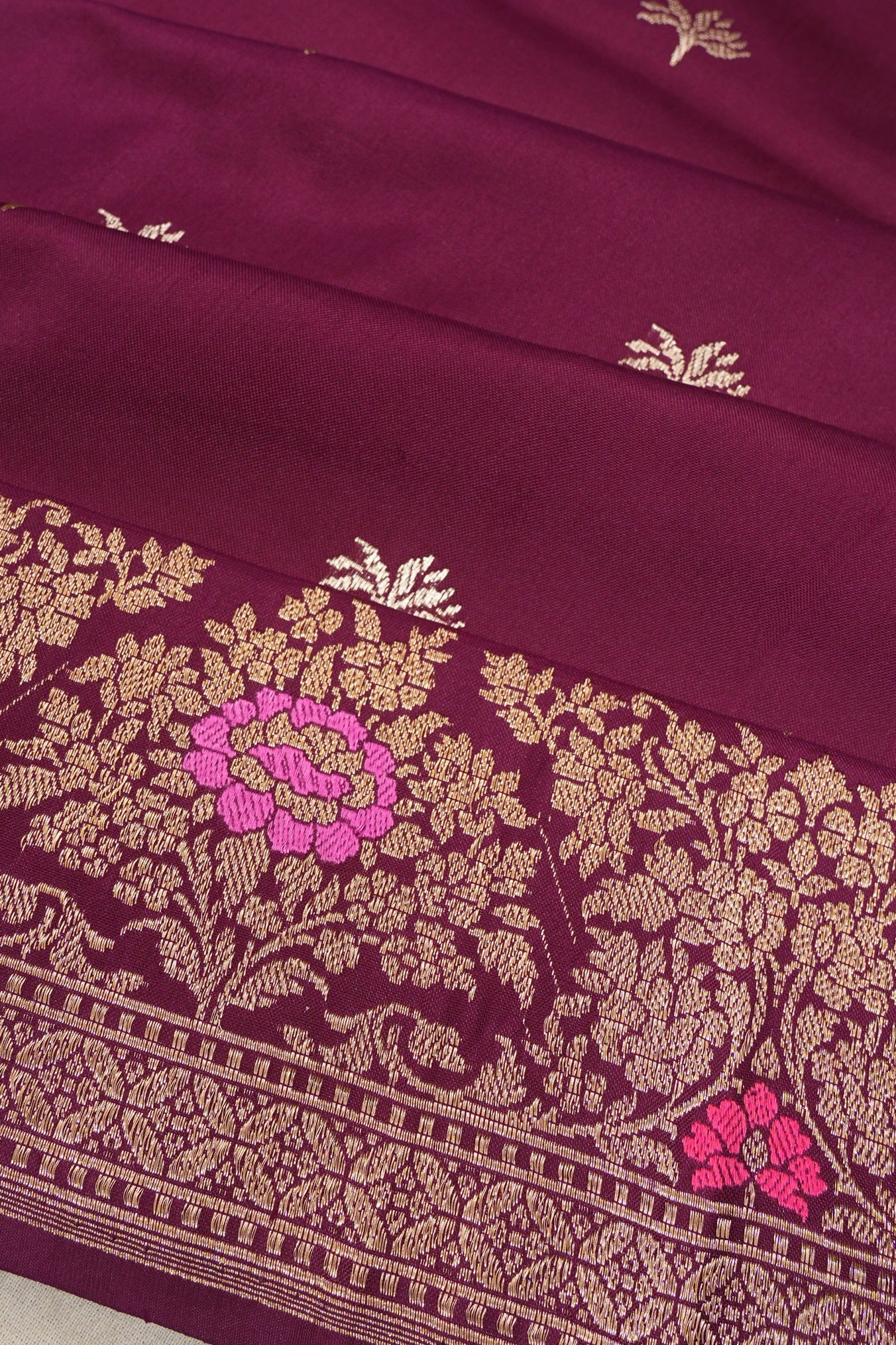 Banarasi Silk Butta Purple Saree
