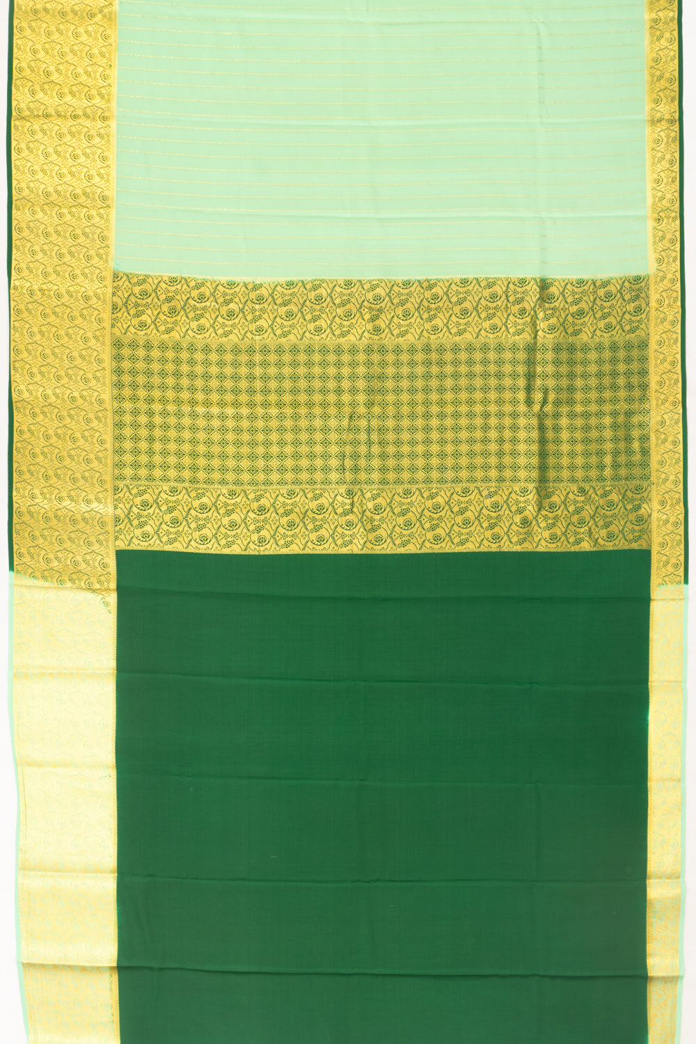 Mysore Silk Vertical Lines Pastel Green Saree