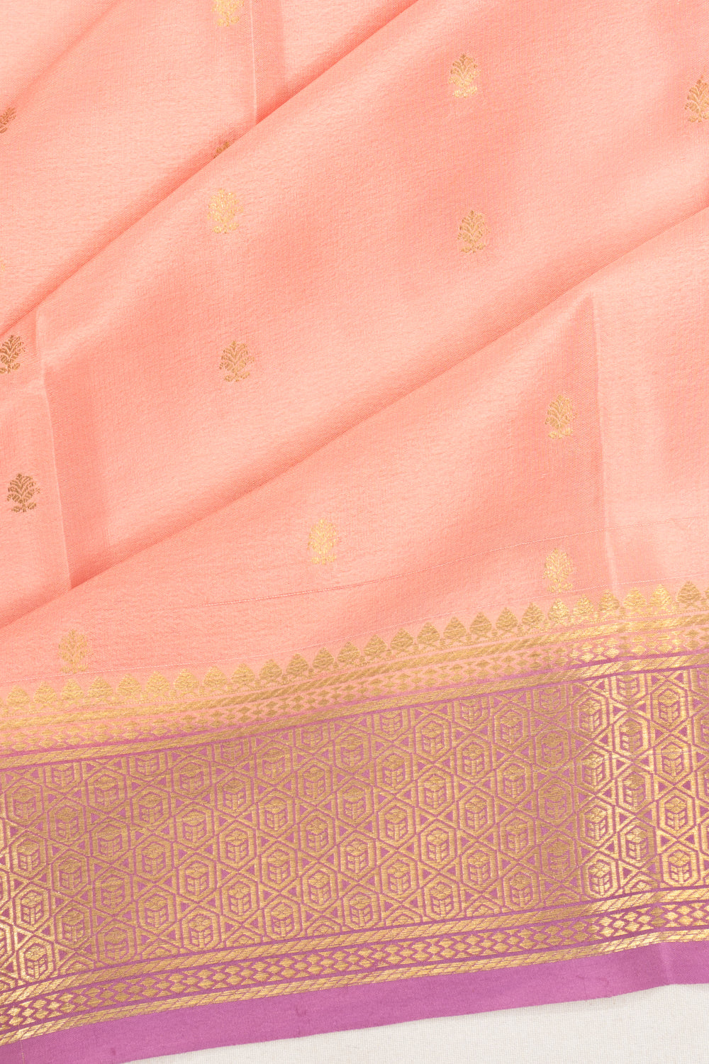 Mysore Silk Butta Peach Saree