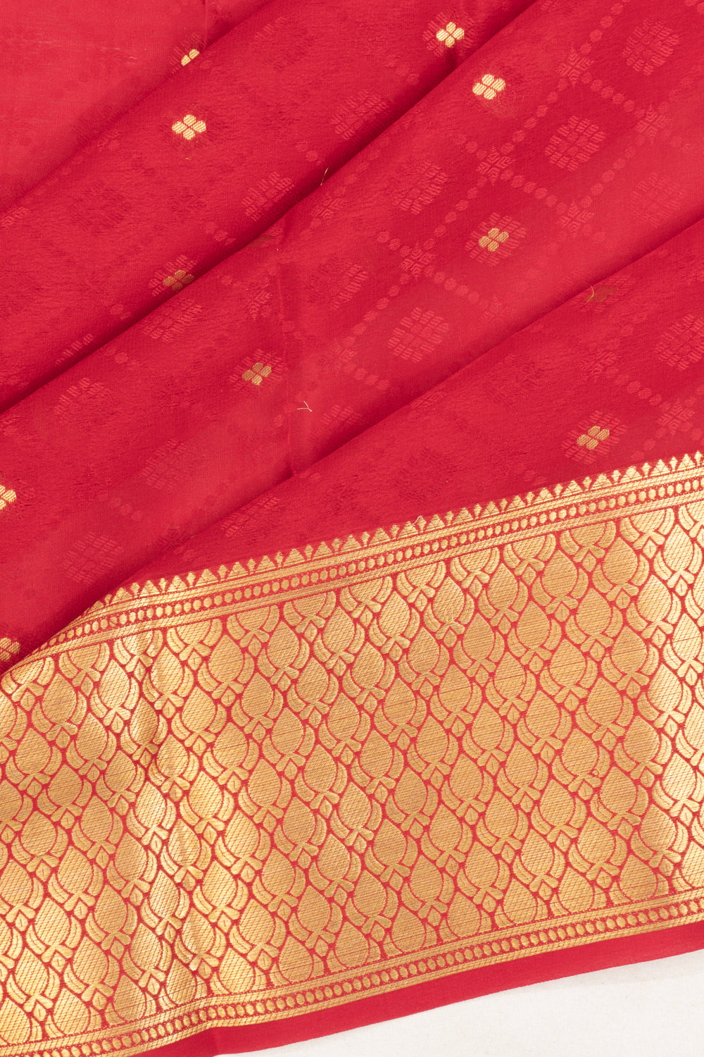 Mysore Silk Jacquard And Butta Red Saree