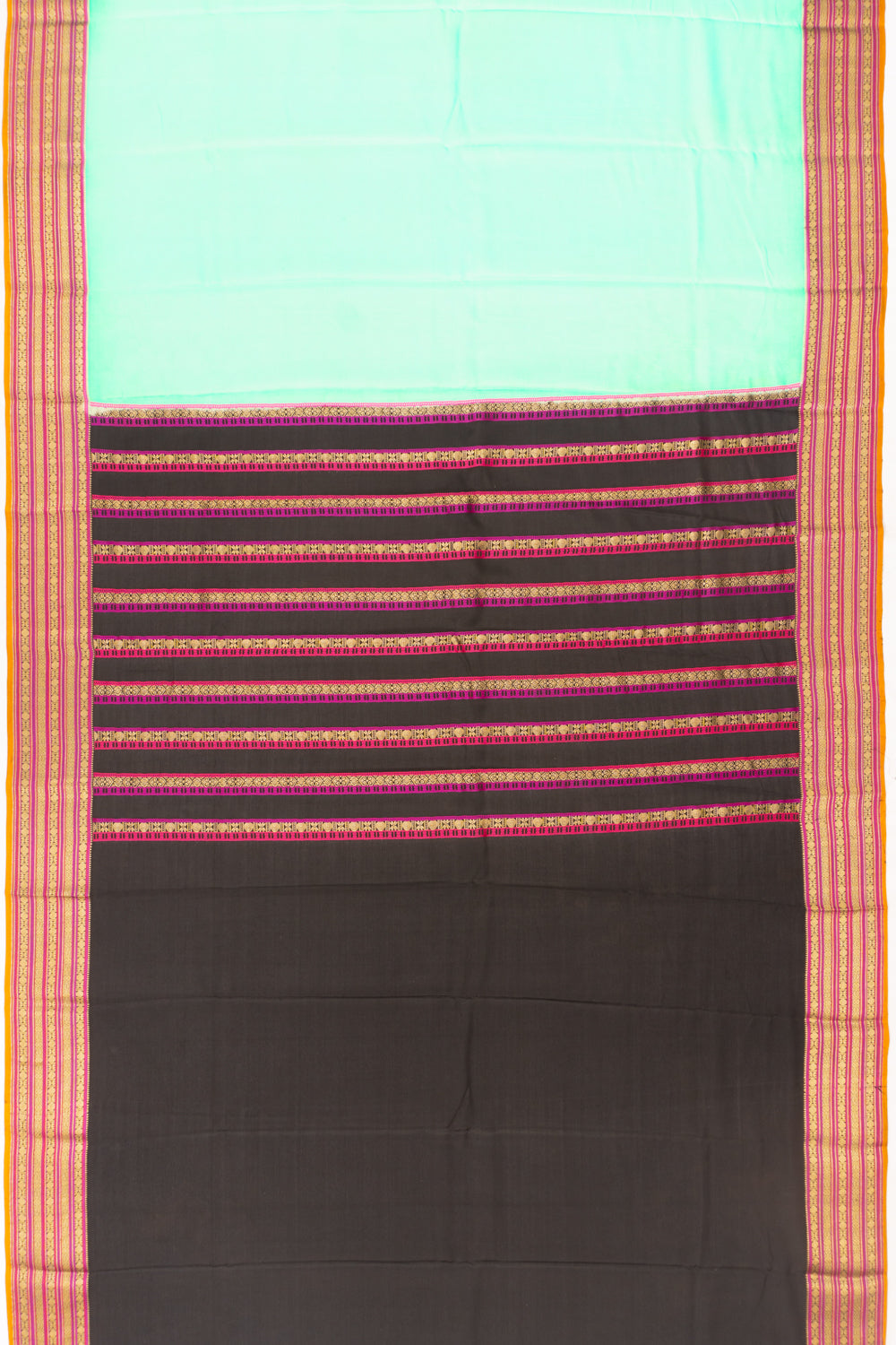 Mysore Silk Plain Sea Green Saree