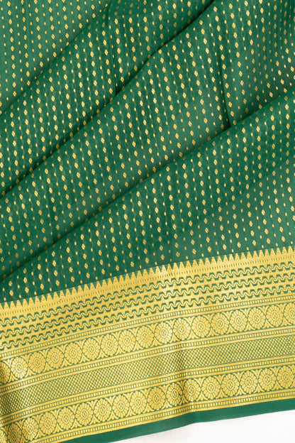 Mysore Silk Brocade Dark Green Saree