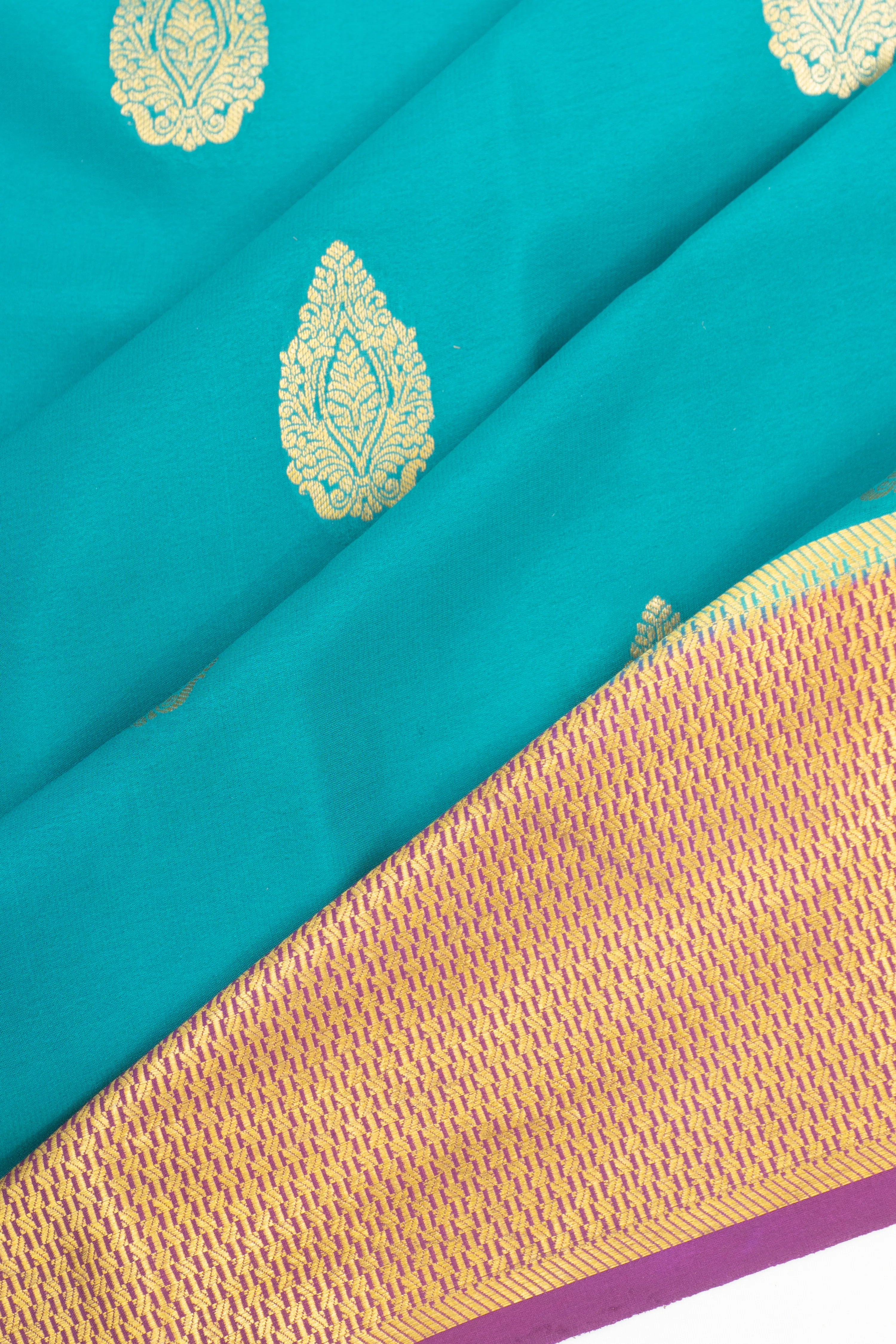 Mysore Silk Butta Sky Blue Saree