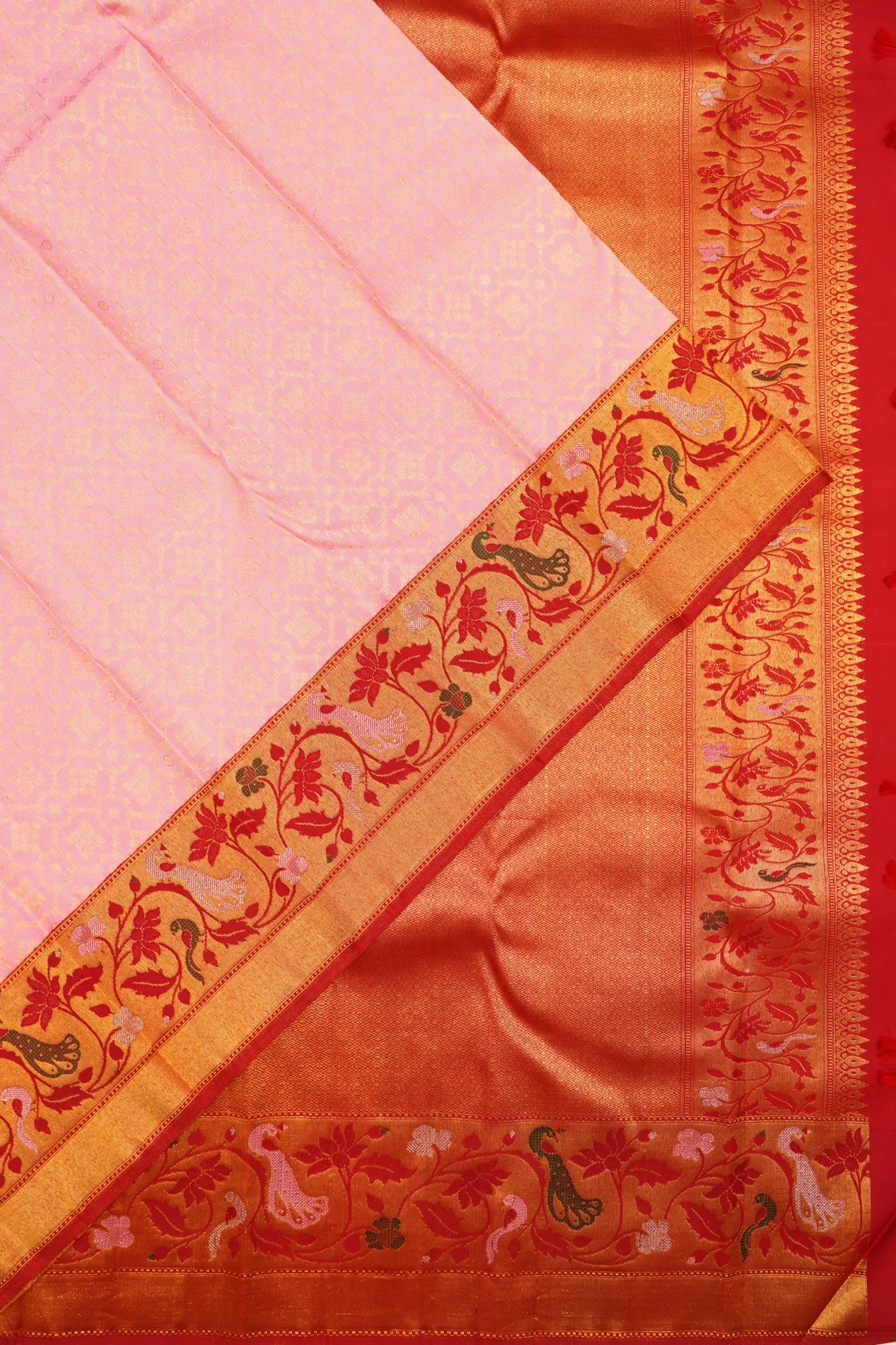 Kanchipuram Silk Brocade Baby Pink Saree
