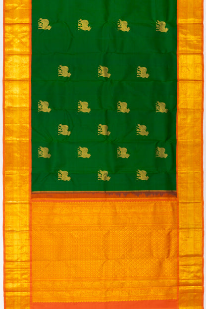 Classic Kanchipuram Silk Butta Dark Green Saree