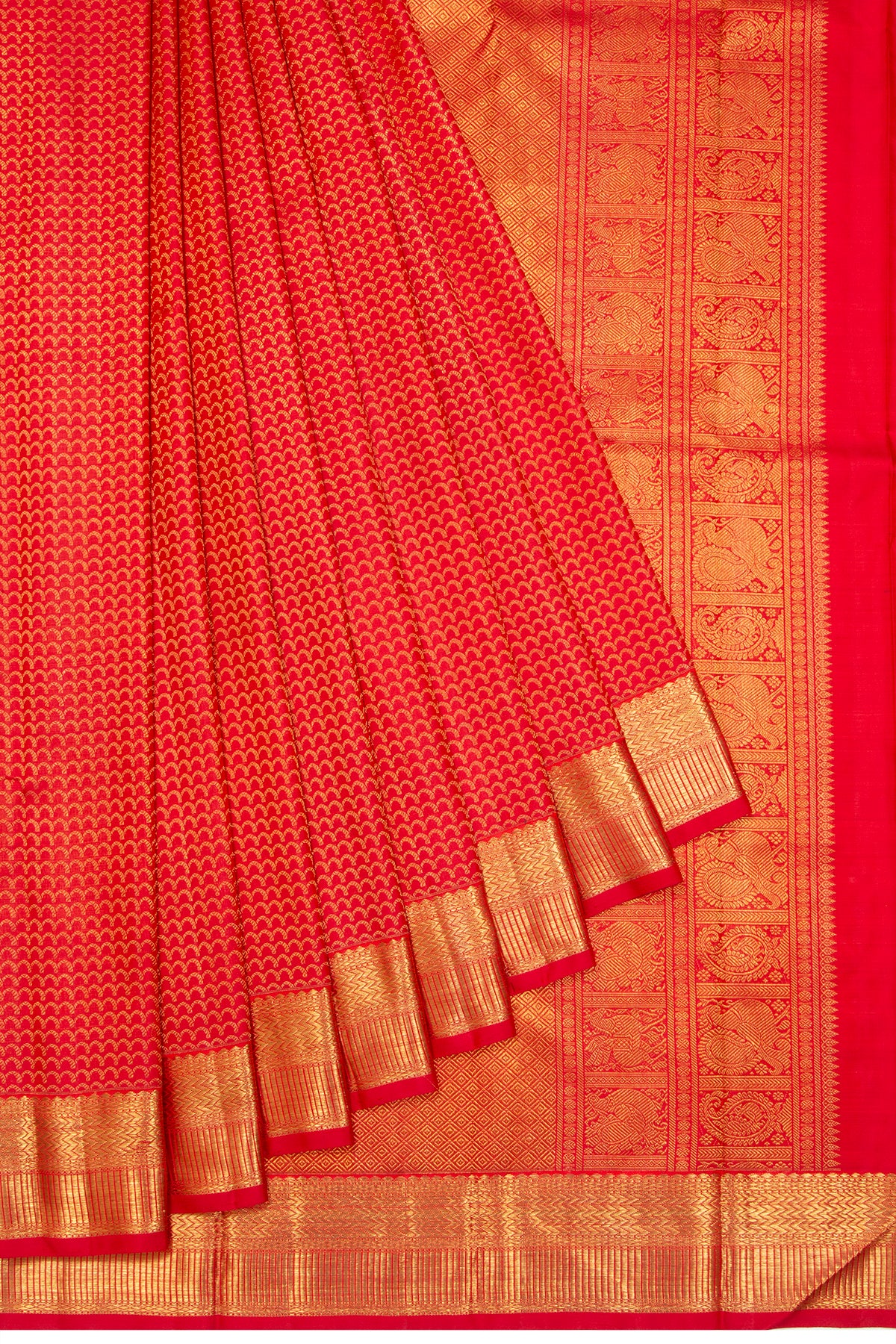 Kanchipuram Silk Brocade Red Saree