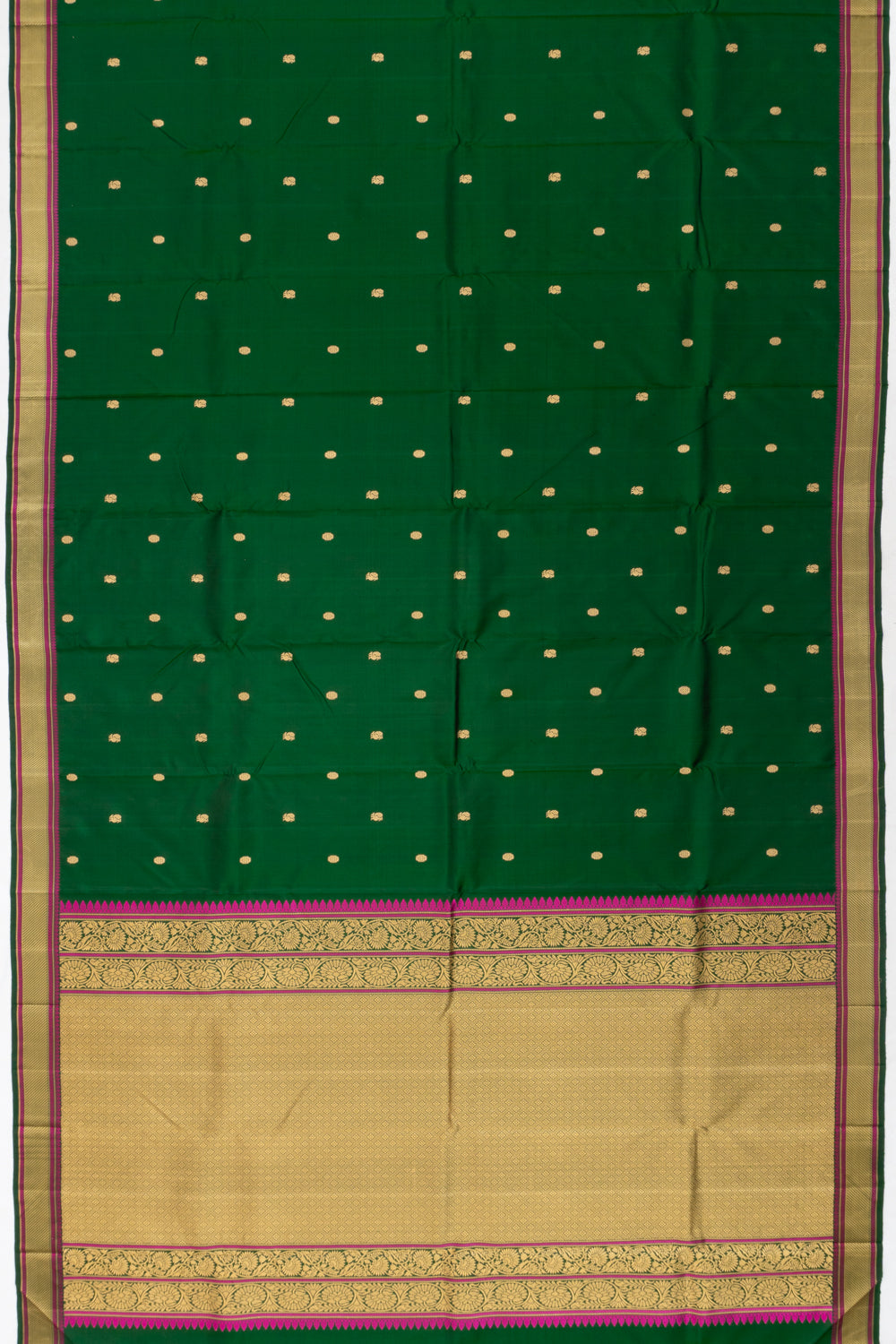 Classic Kanchipuram Silk Butta Dark Green Saree