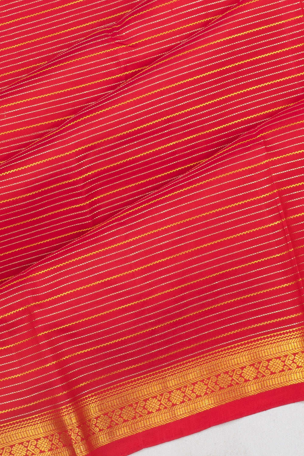 Kanchipuram Silk Horizontal Lines Pink Saree