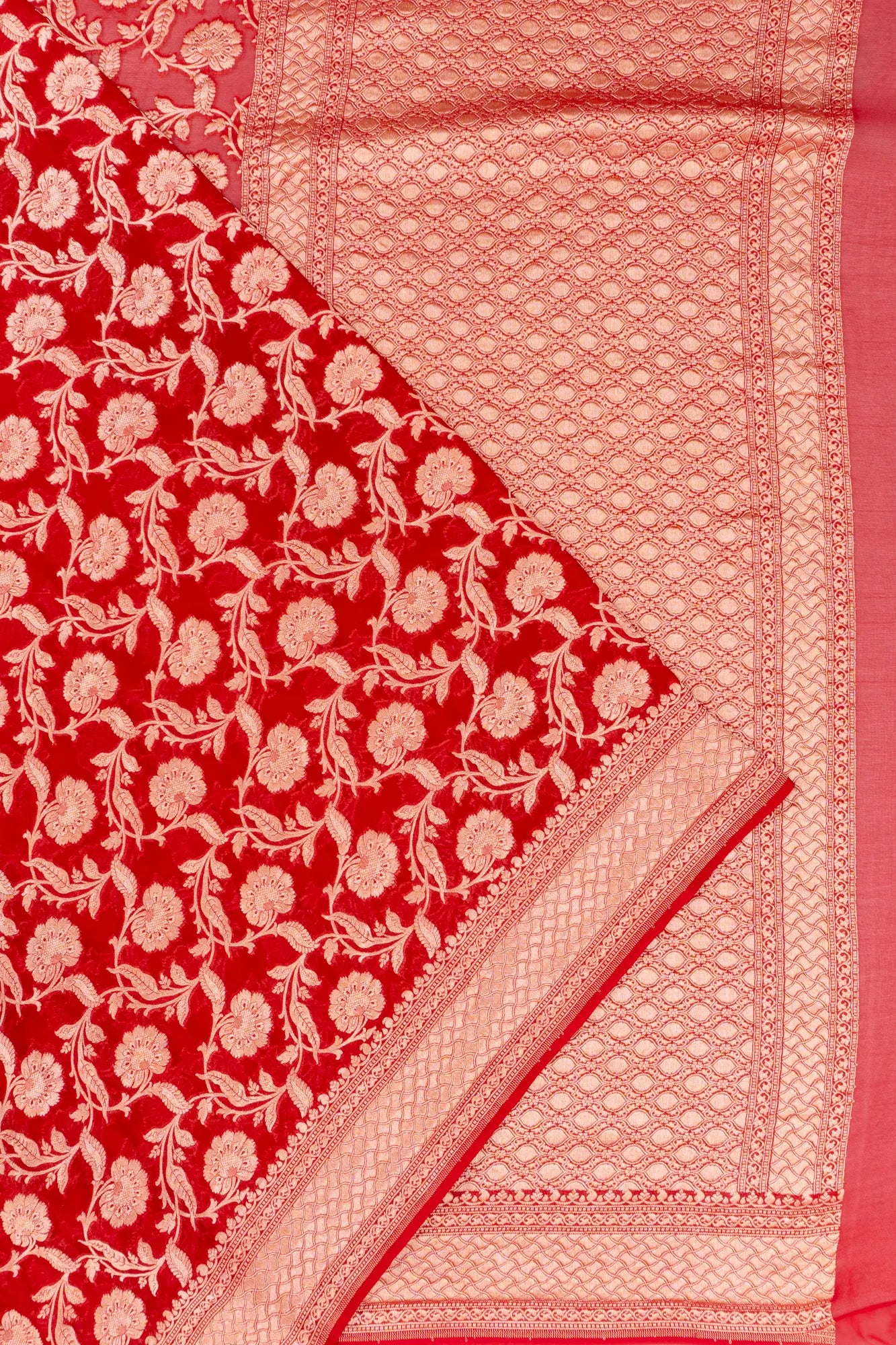 Banarasi Georgette Jaal Red Saree