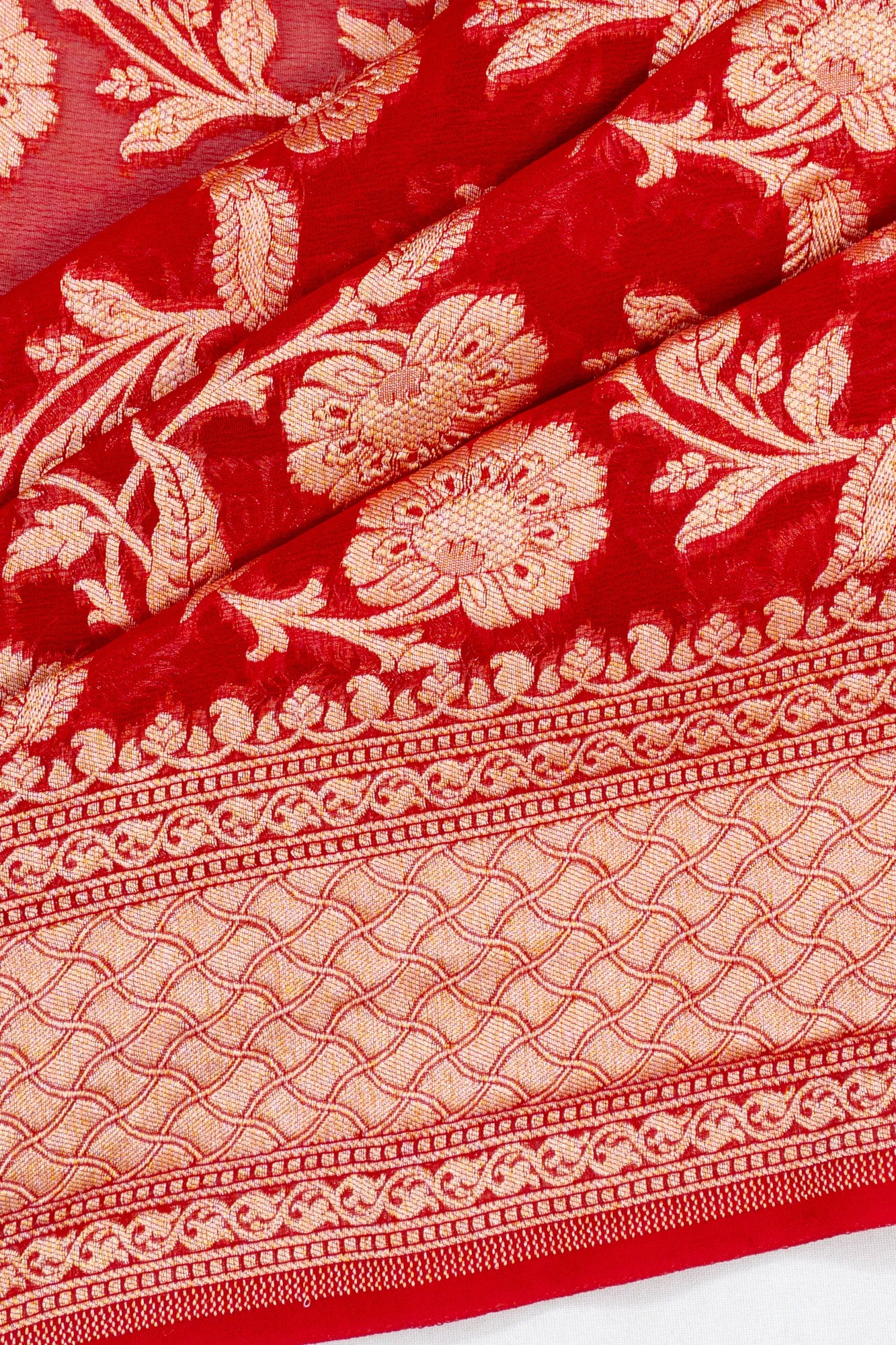 Banarasi Georgette Jaal Red Saree