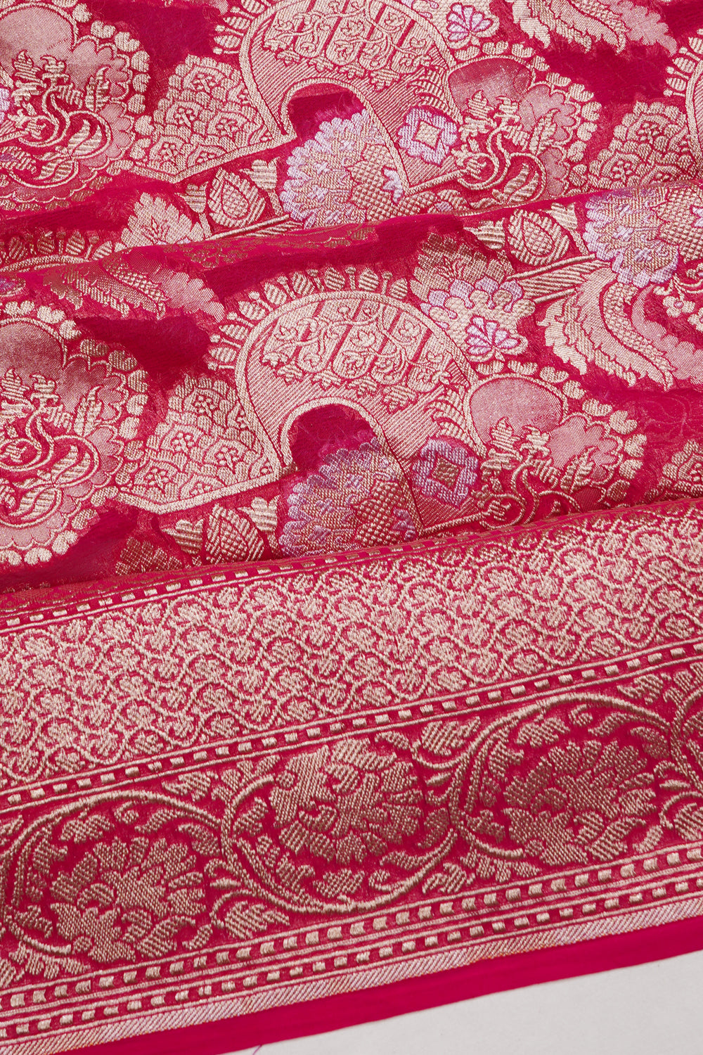 Banarasi Georgette Brocade Pink Saree