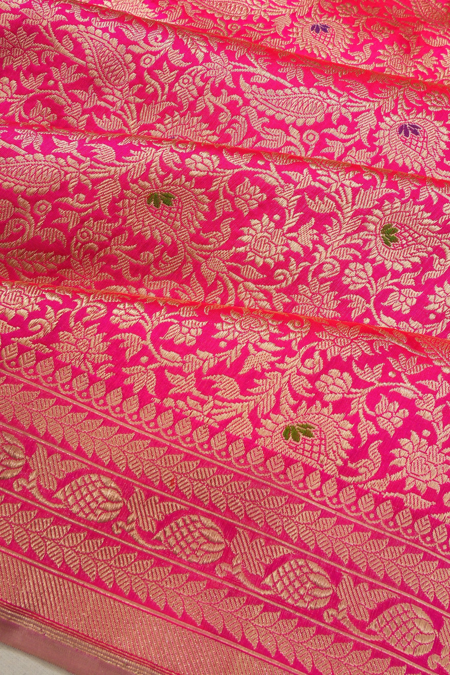 Banarasi Silk Brocade Rani Pink Saree