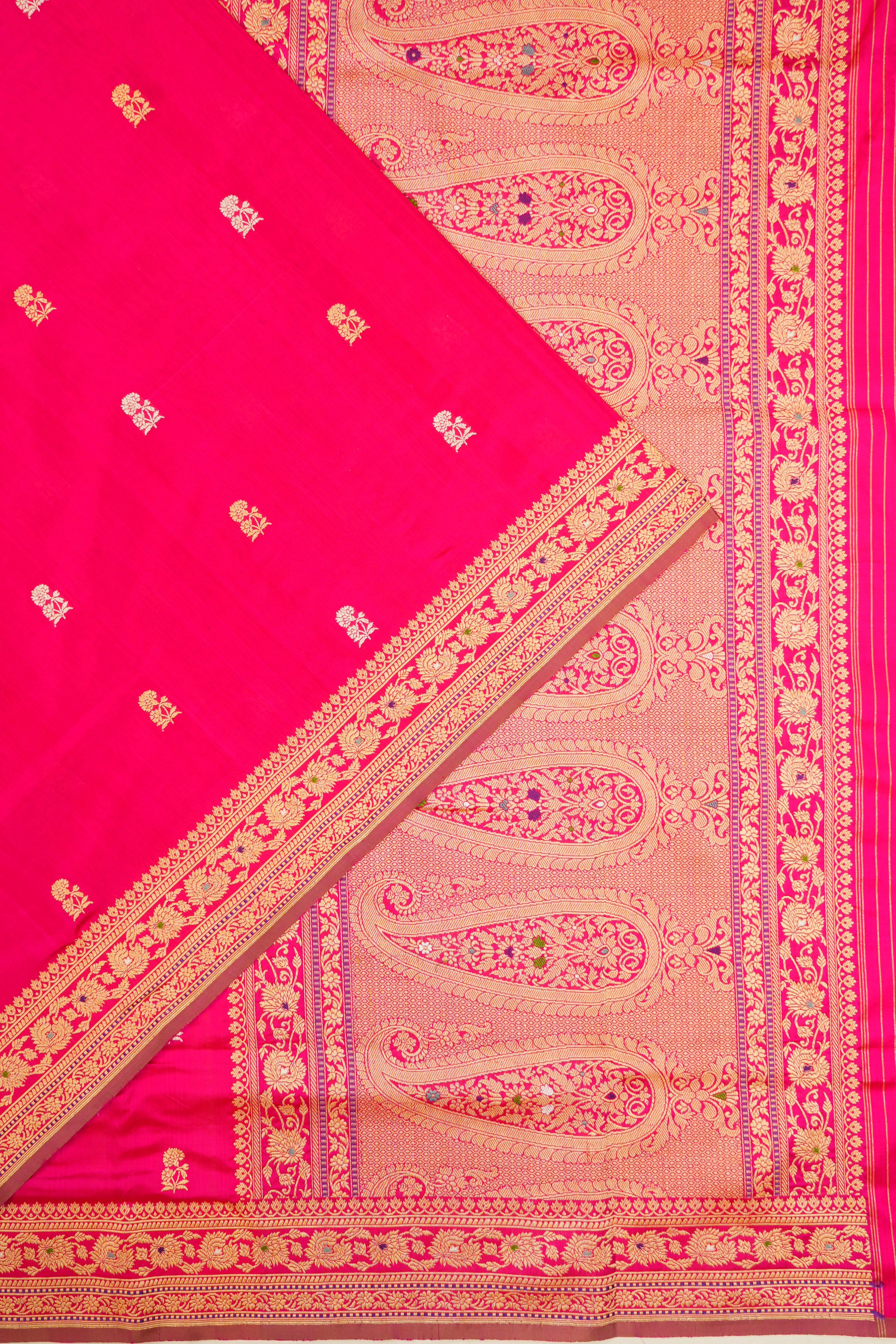 Banarasi Katan Silk Butta Rani Pink Saree