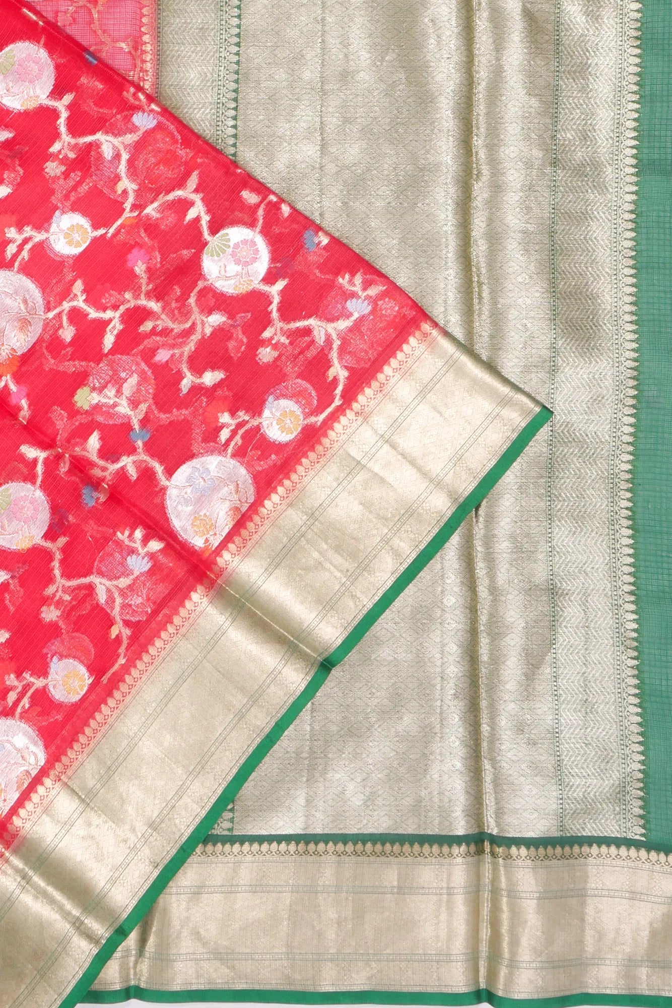 Kota Soft Silk Jaal Red Saree
