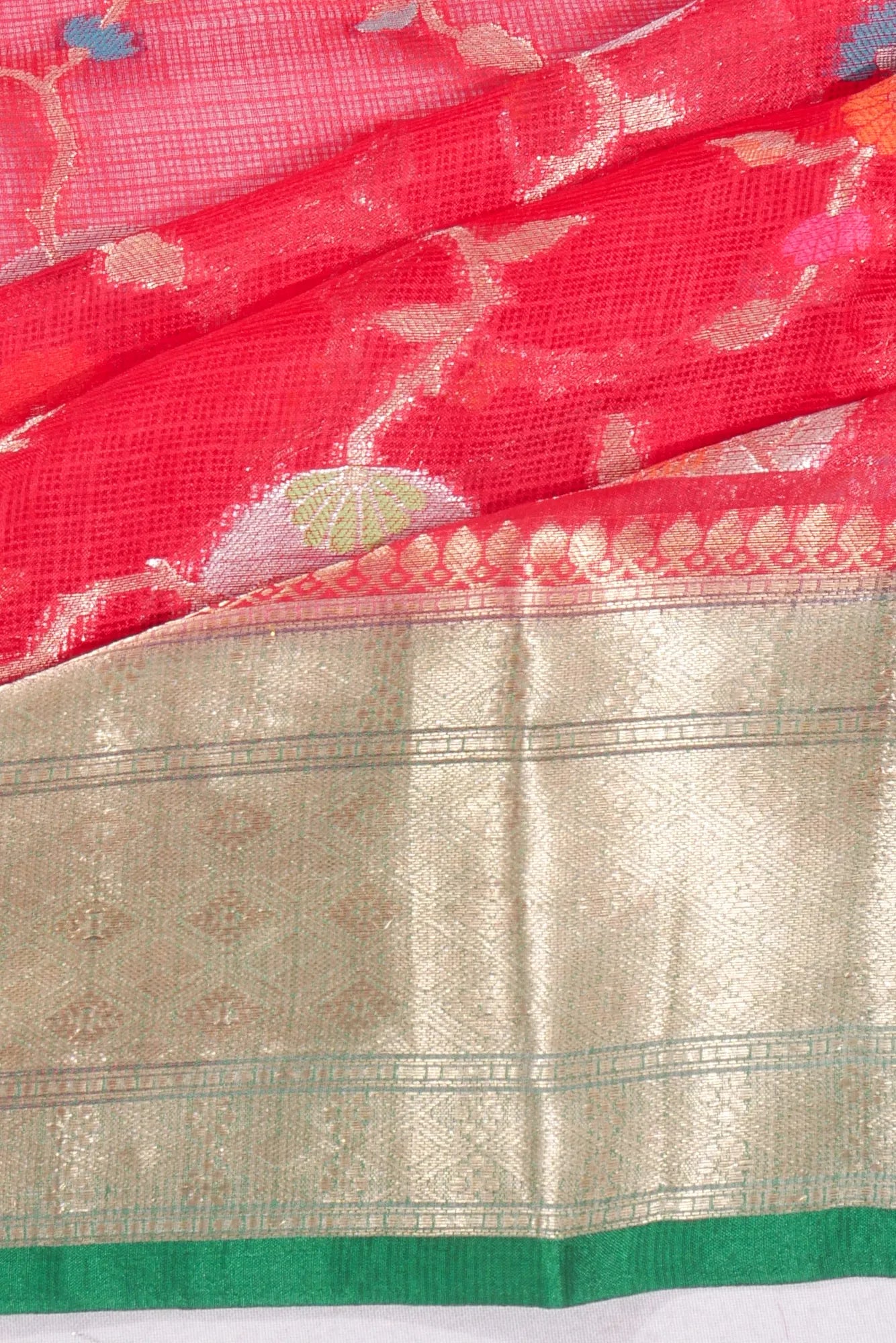 Kankatala Kota Soft Silk Jaal Red Saree g2