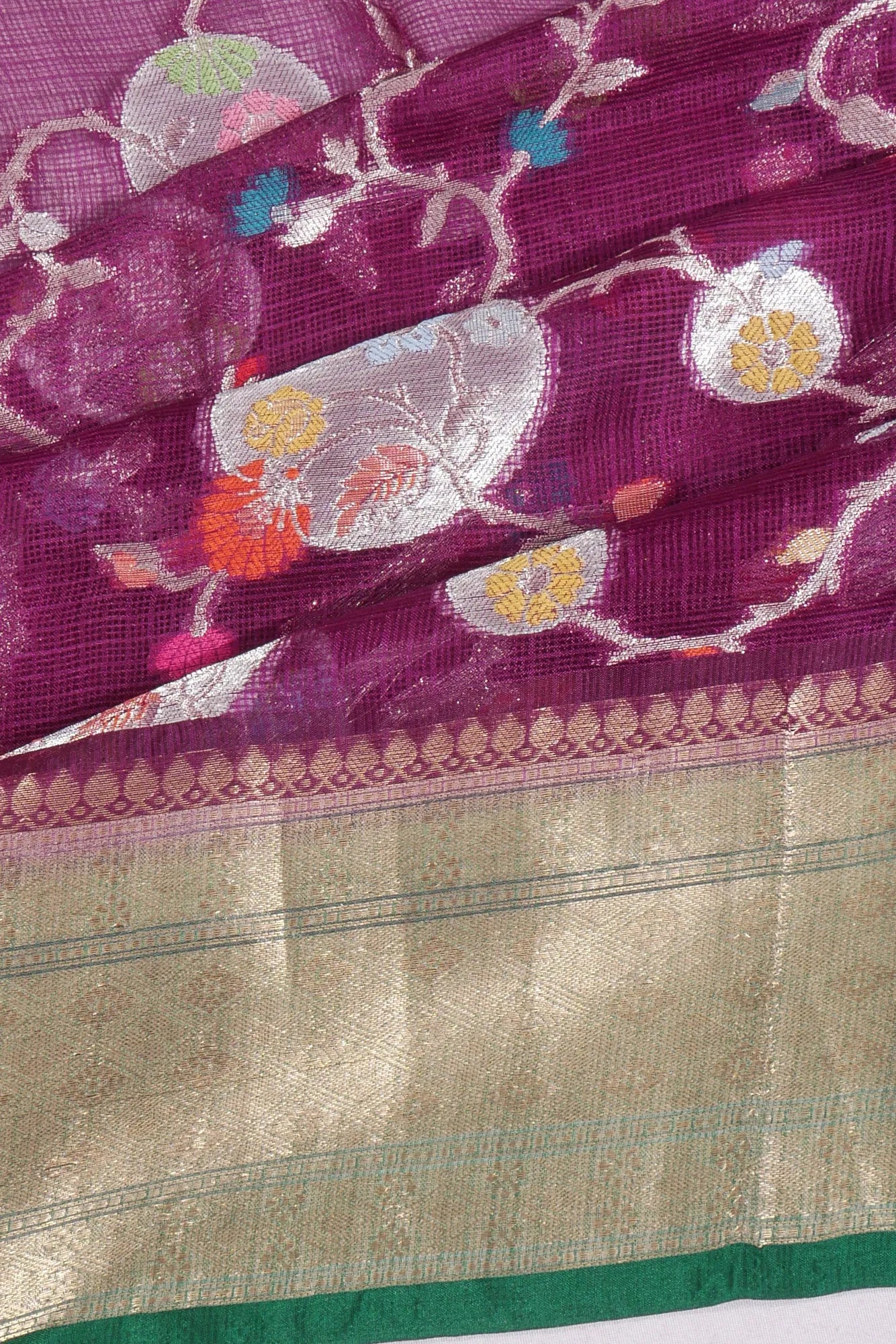 Kota Soft Silk Jaal Purple Saree