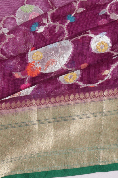 Kankatala Kota Soft Silk Jaal Purple Saree g2