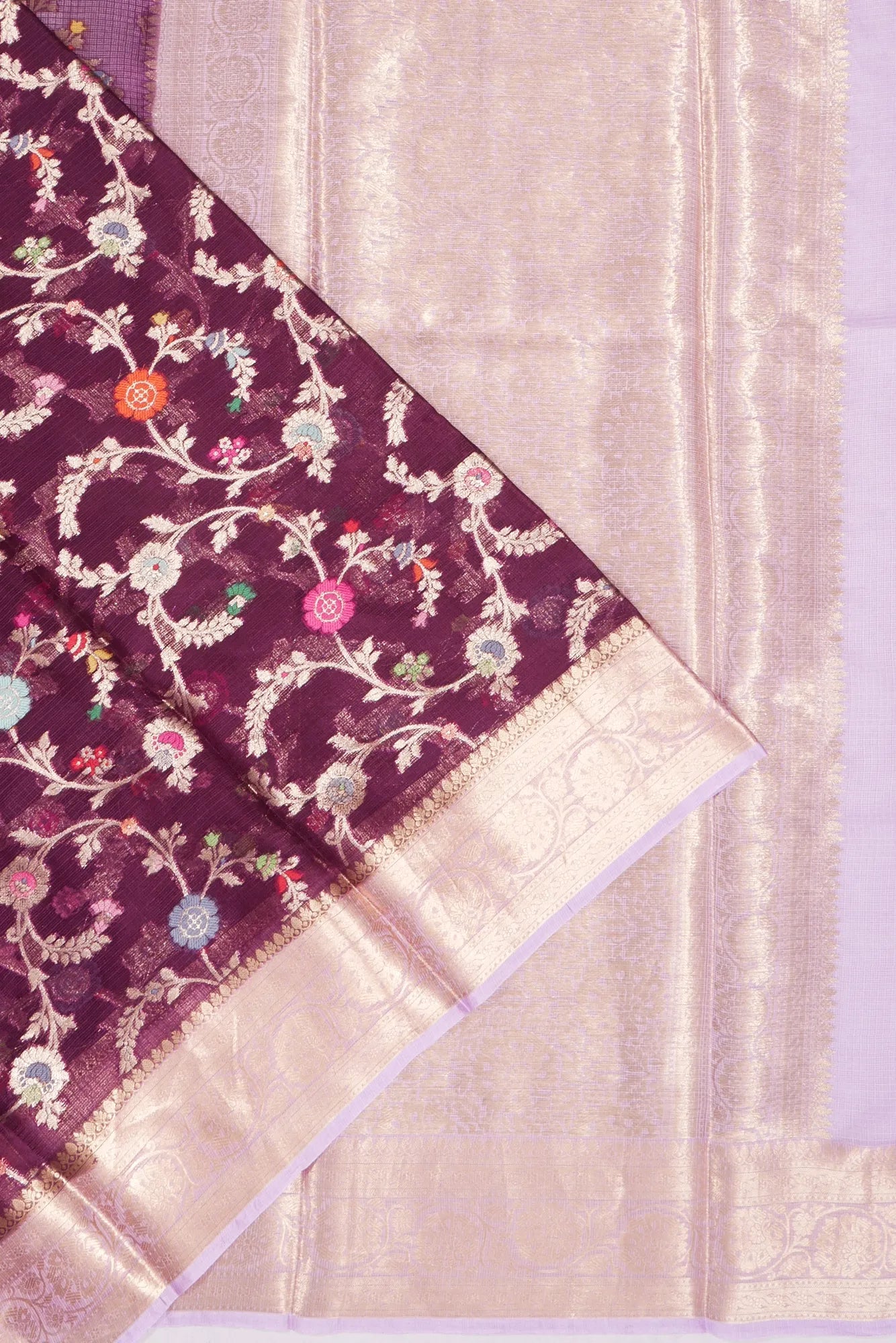 Kota Soft Silk Jaal Purple Saree