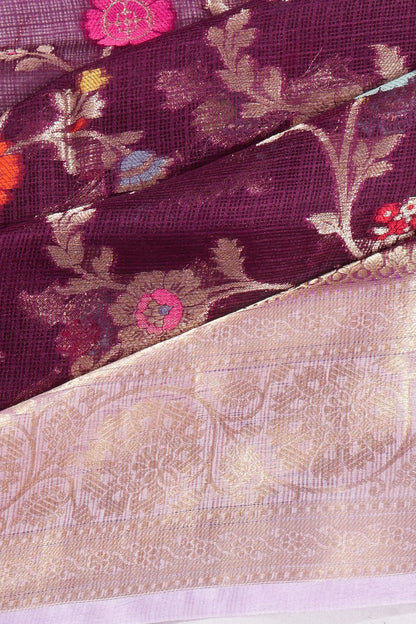 Kankatala Kota Soft Silk Jaal Purple Saree g2