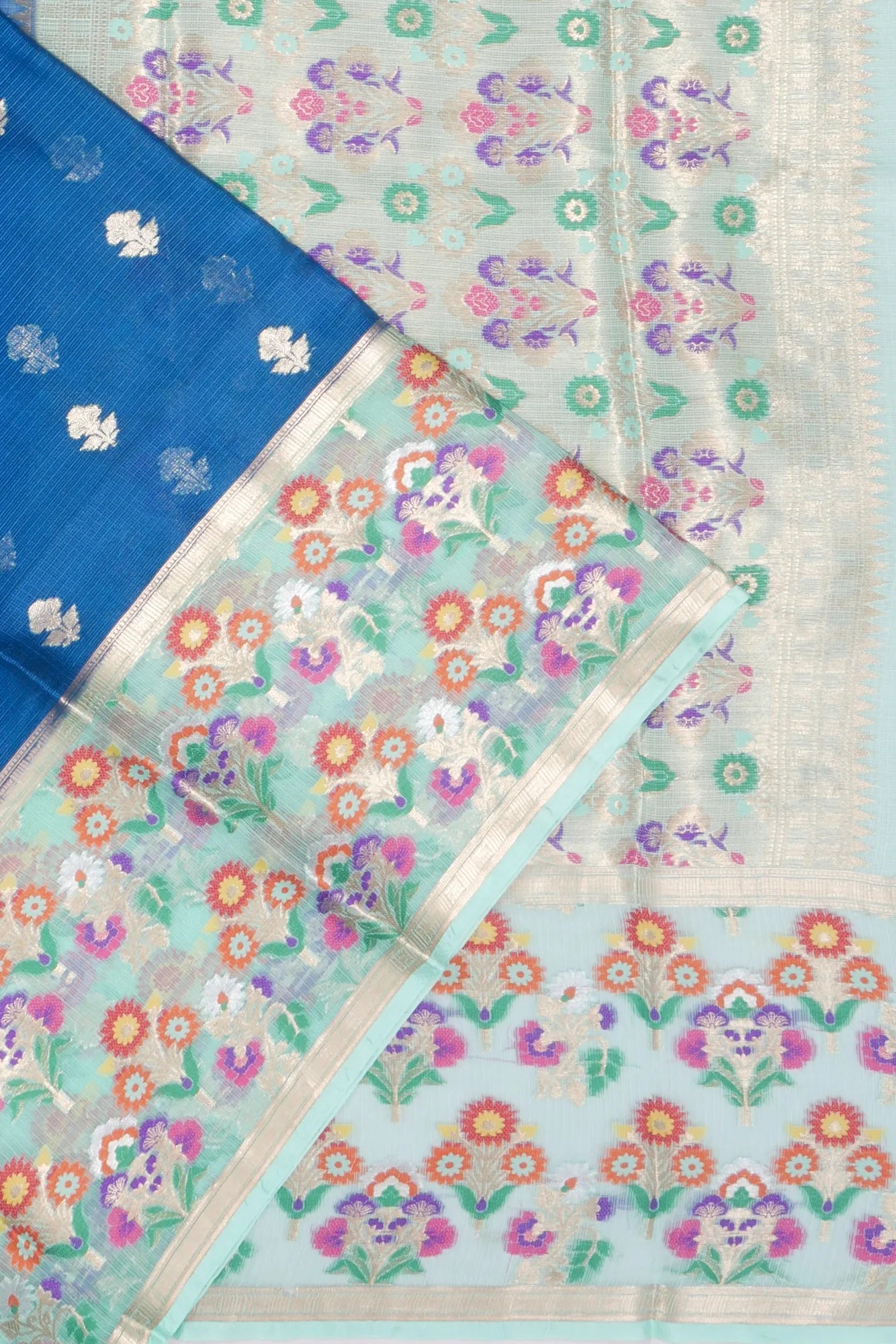 Kankatala Kota Soft Silk Butta Royal Blue Saree g2