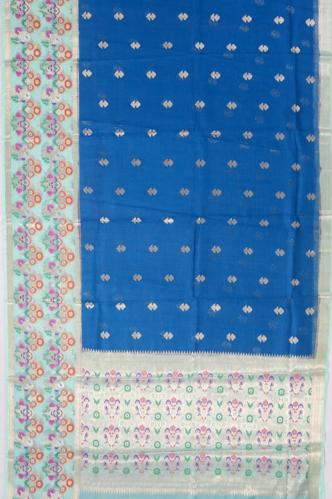 Kankatala Kota Soft Silk Butta Royal Blue Saree g2