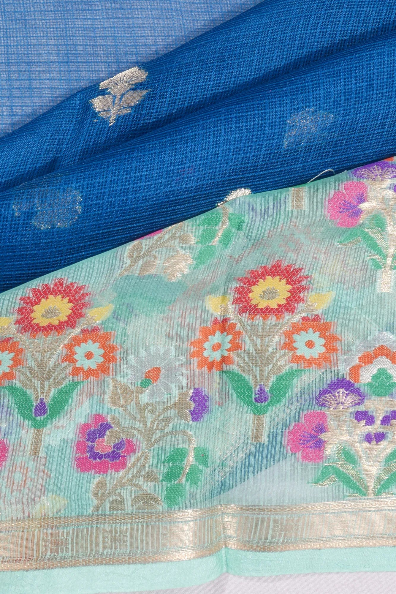 Kota Soft Silk Butta Royal Blue Saree