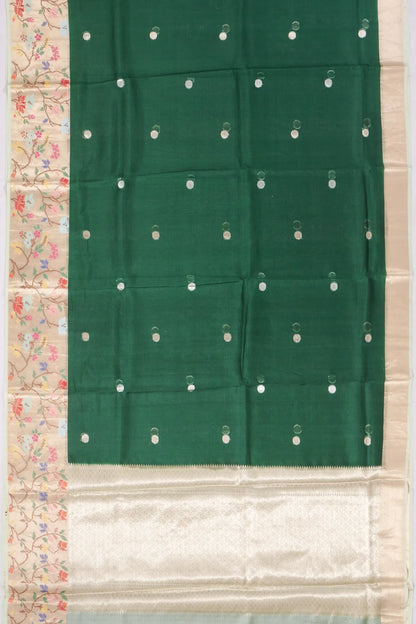 Kankatala Kota Soft Silk Butta Bottle Green Saree g2