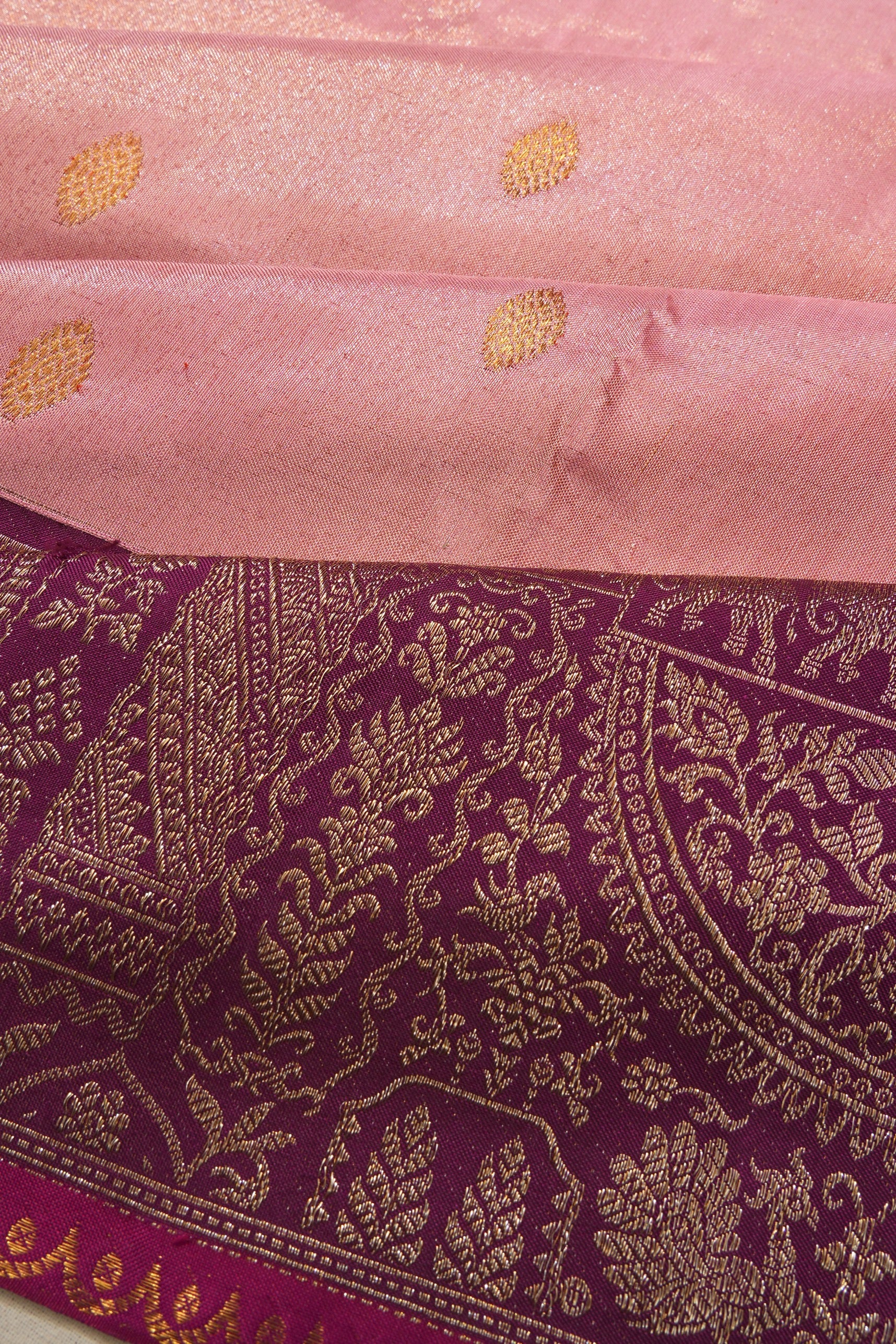 Kanchipuram Silk Tissue Butta Baby Pink Saree