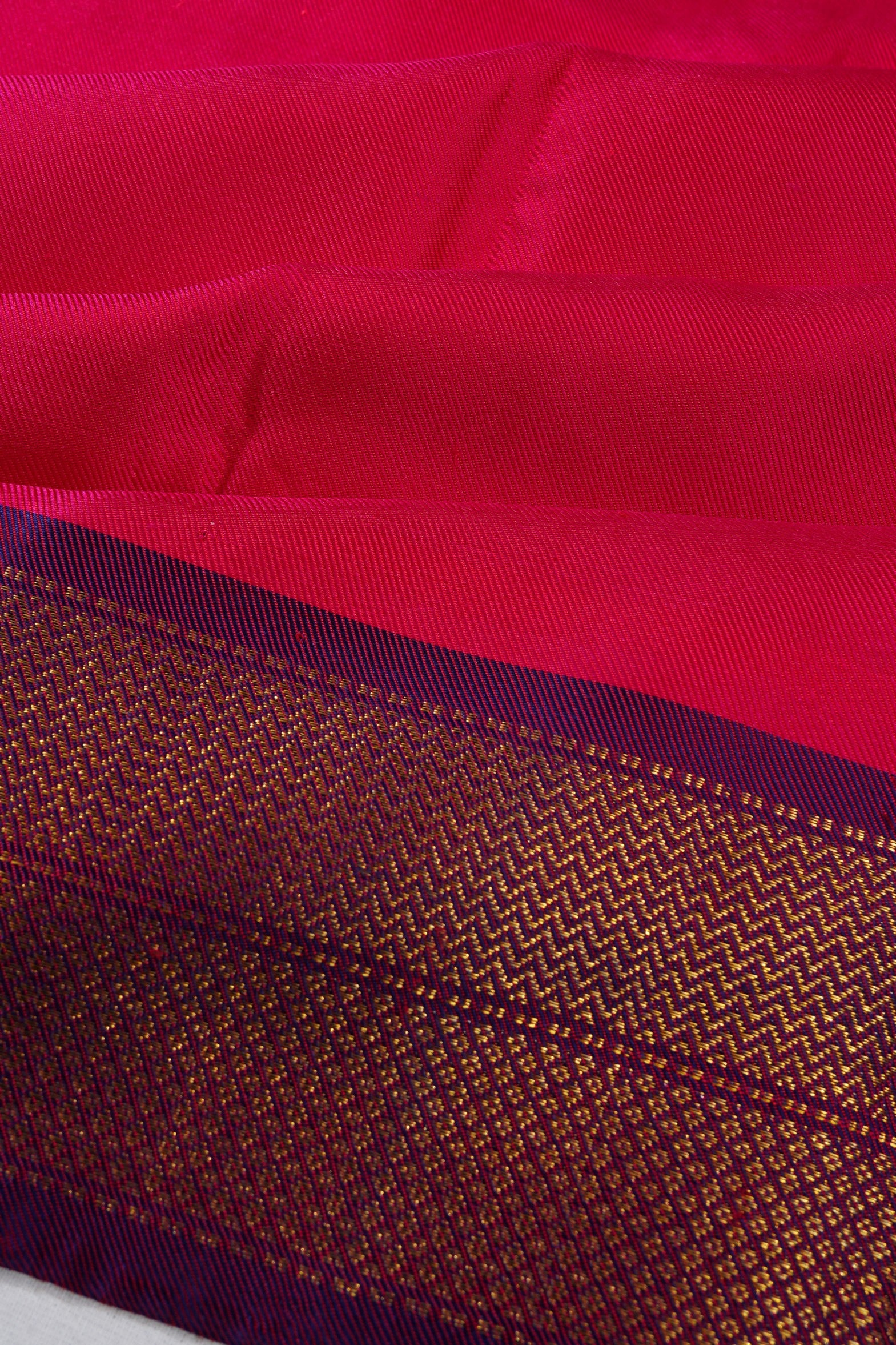 Kanchipuram Silk Twill Plain Pink Saree