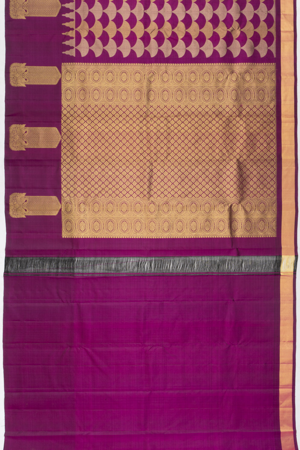 Kanchipuram Silk Geometrical Brocade Purple Saree