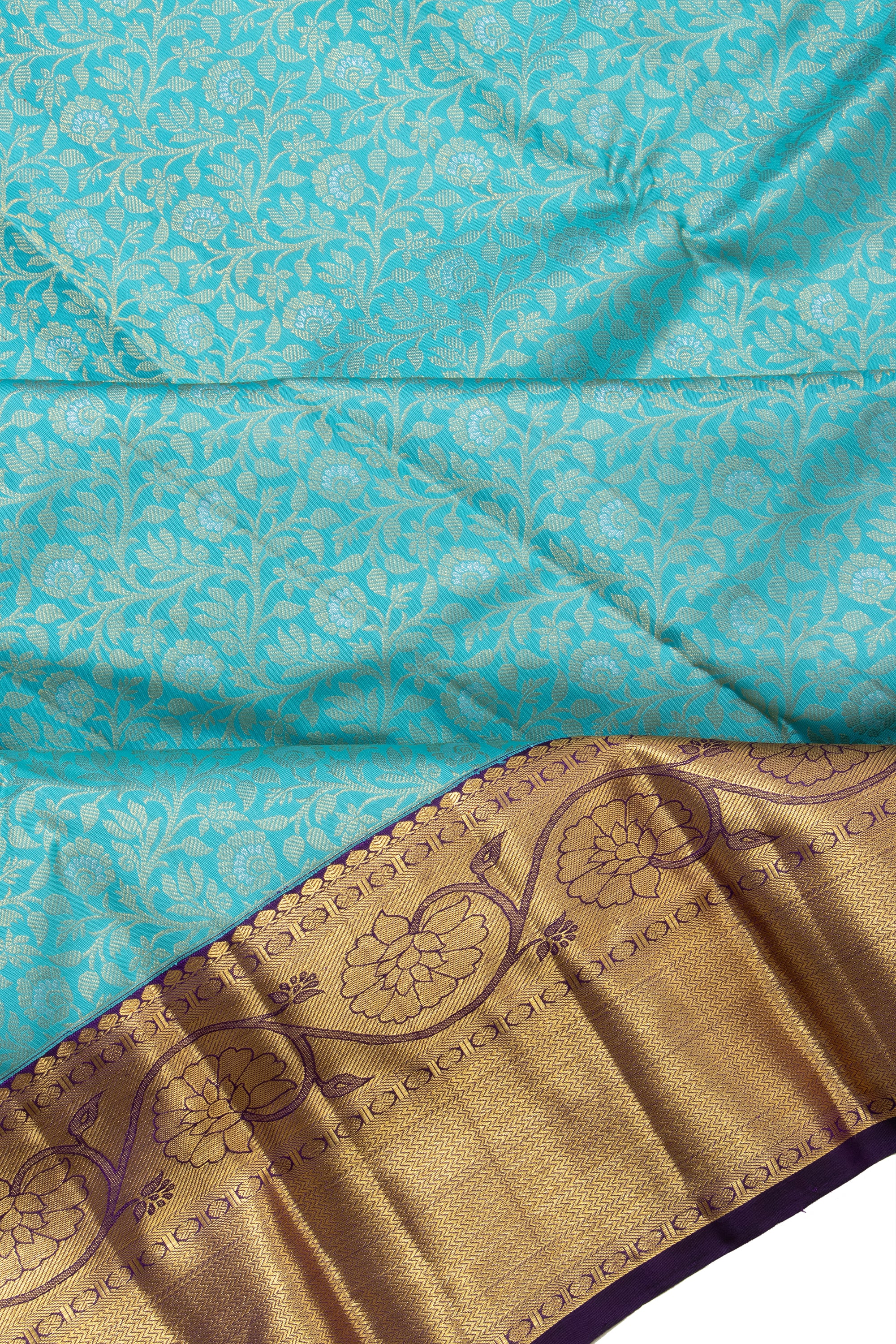 Kanchipuram Silk Brocade Sky Blue Saree