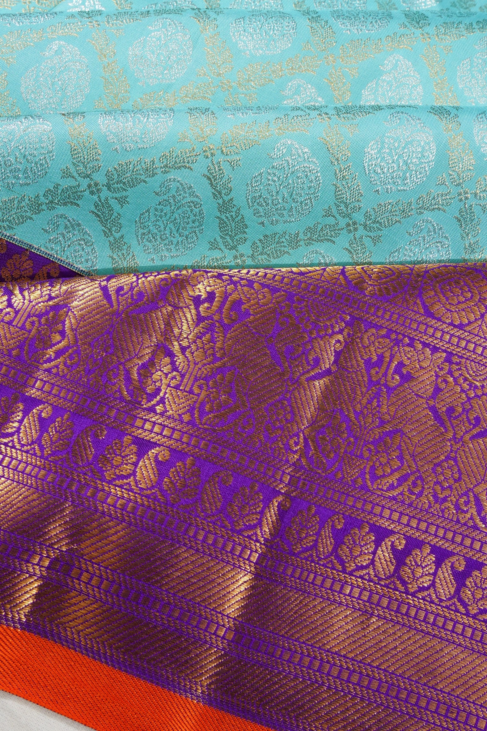 Kanchipuram Silk Brocade Sky Blue Saree