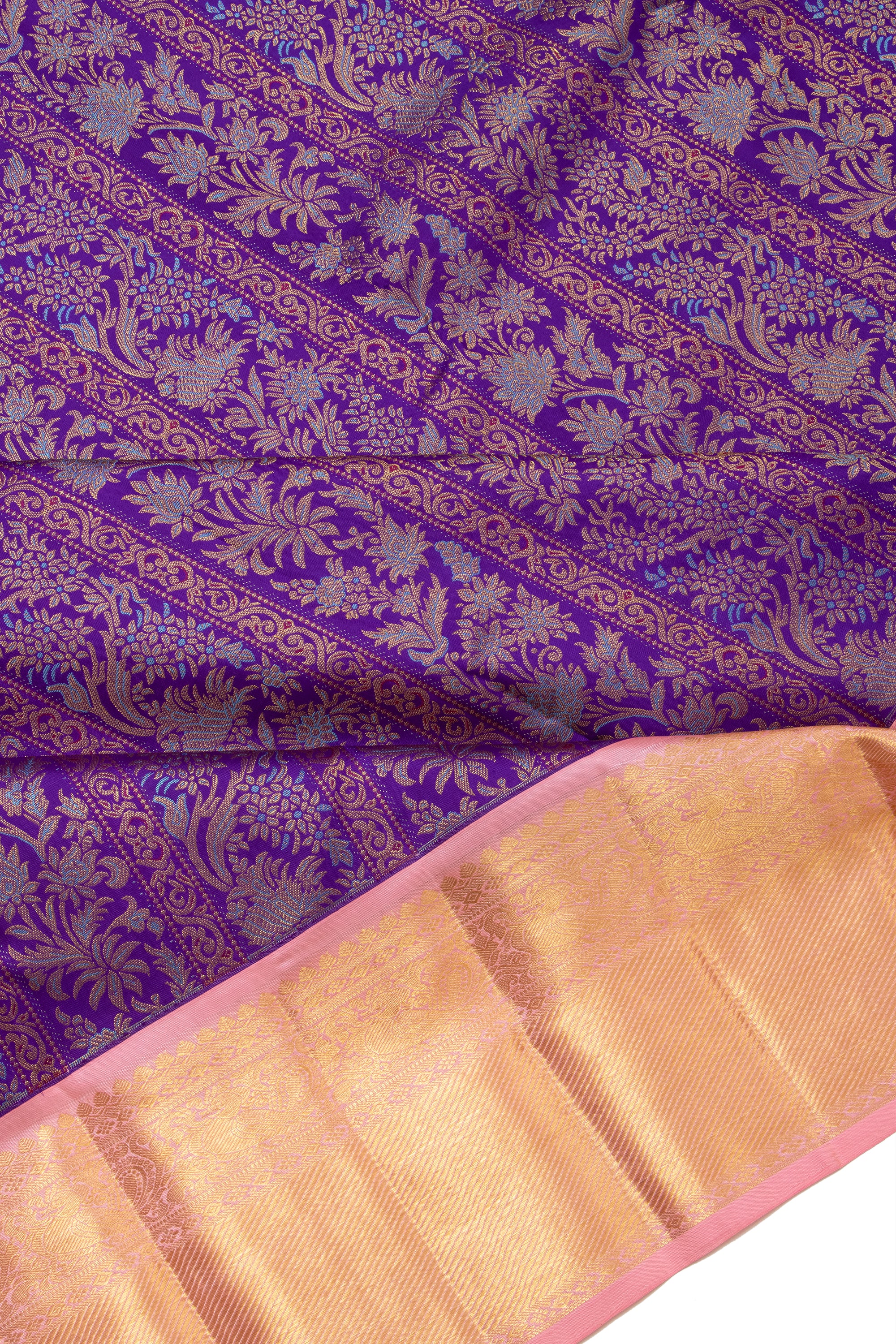 Kanchipuram Silk Brocade Violet Saree