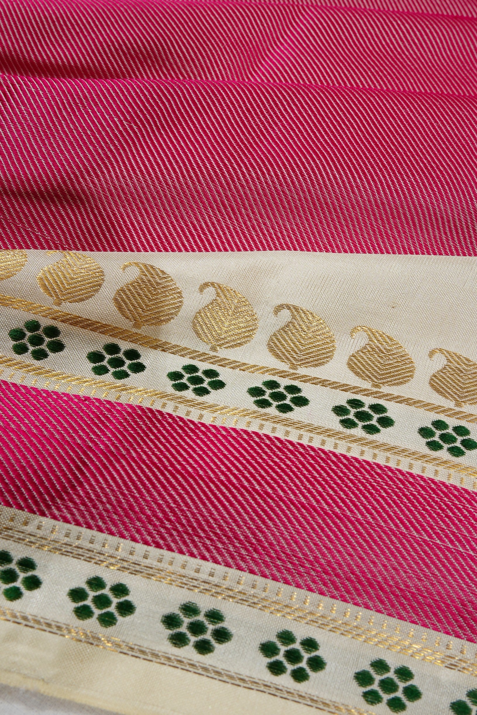 Kanchipuram Silk Twill Brocade Rani Pink Saree