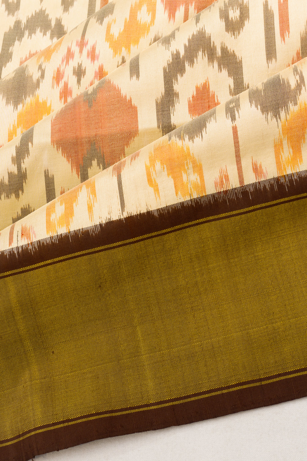 Pochampally Silk Ikat Cream Saree