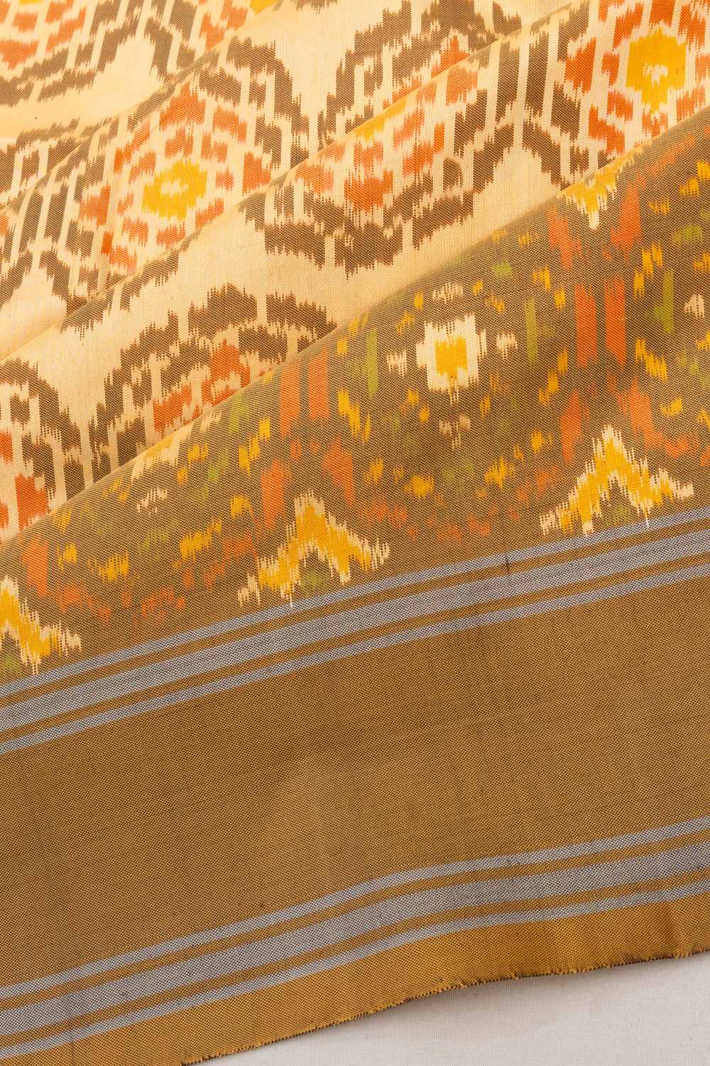 Pochampally Silk Ikat Cream Saree