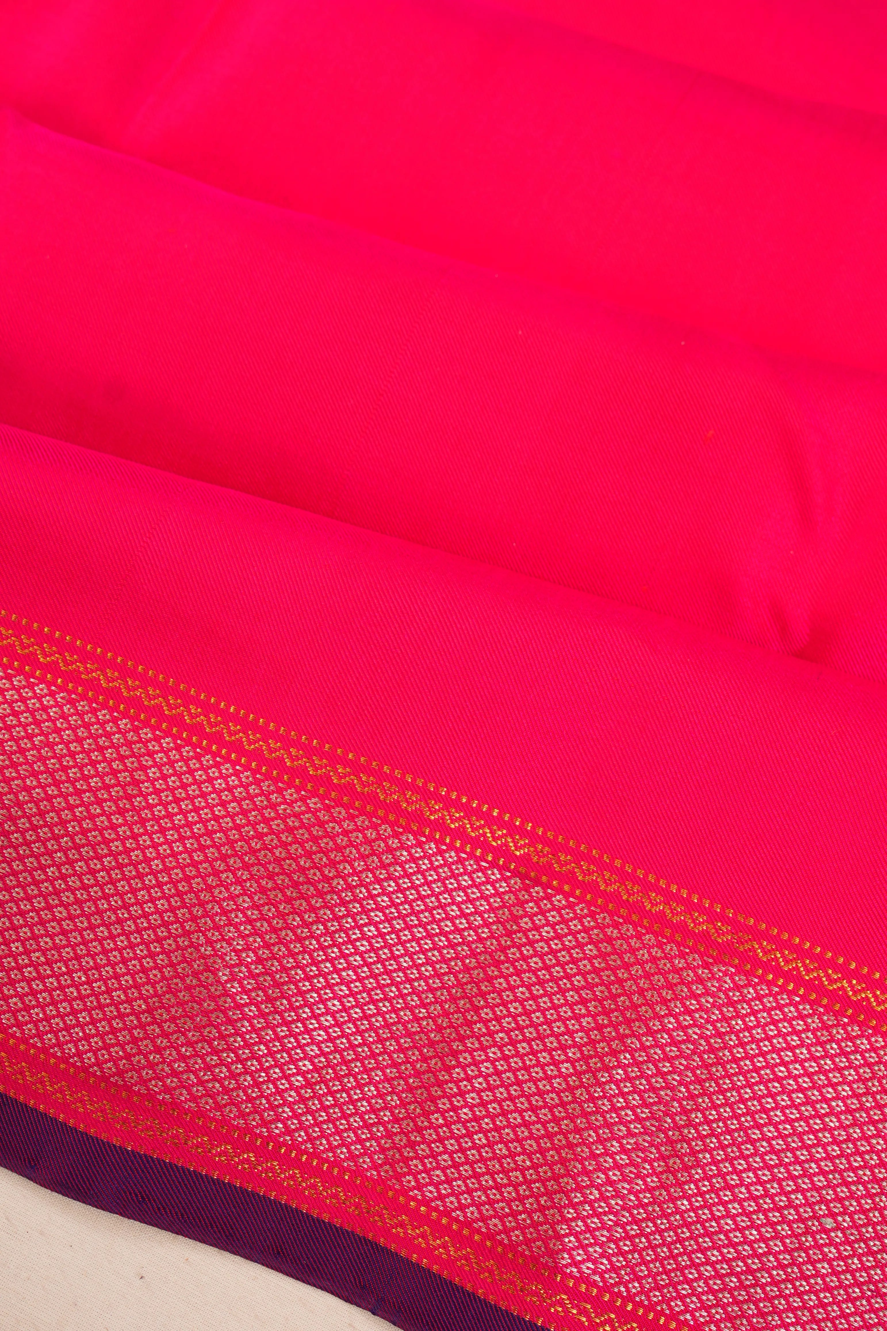 Kanchipuram Silk Twill Plain Pink Saree