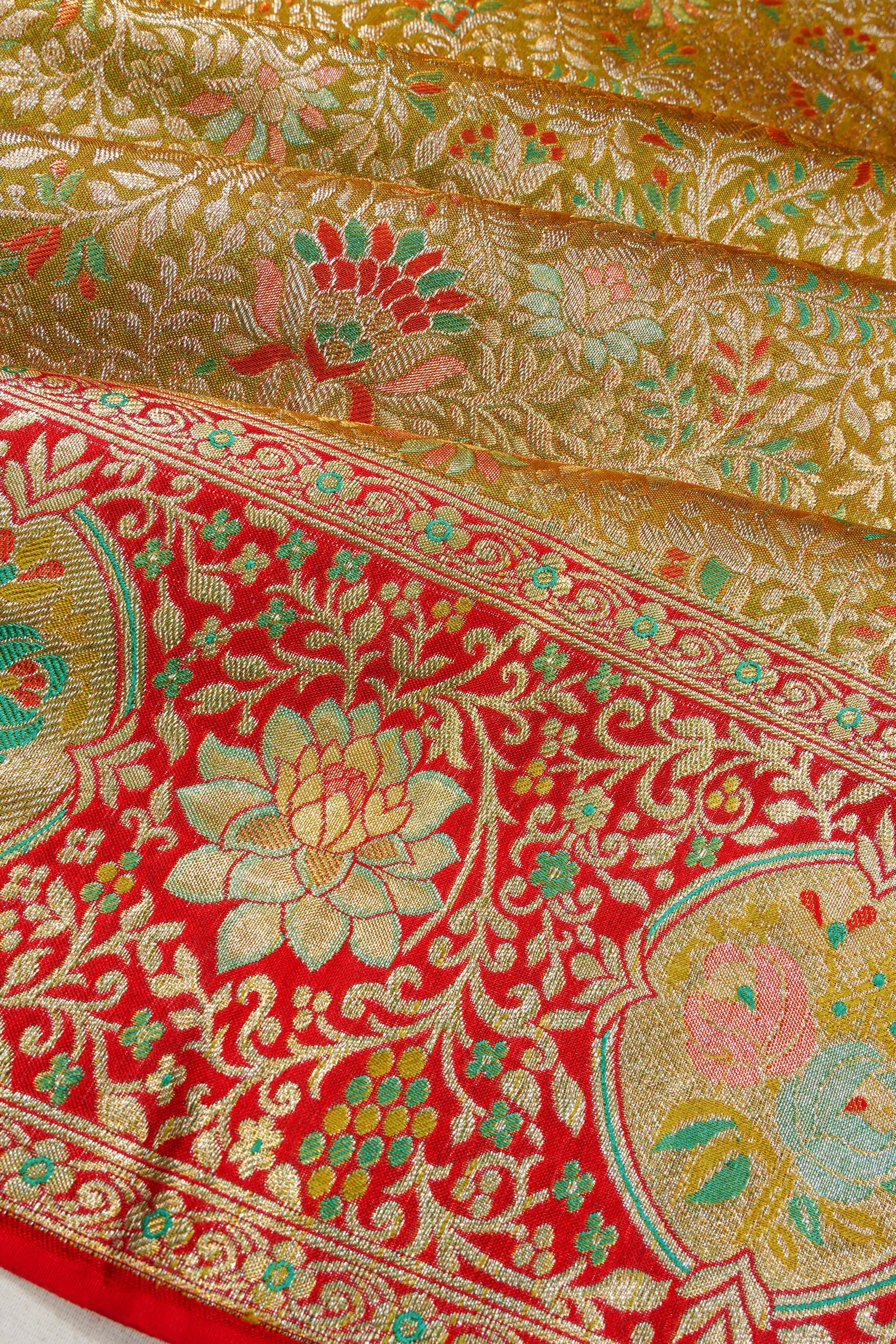 Kanchipuram Silk Tissue Brocade Green Saree